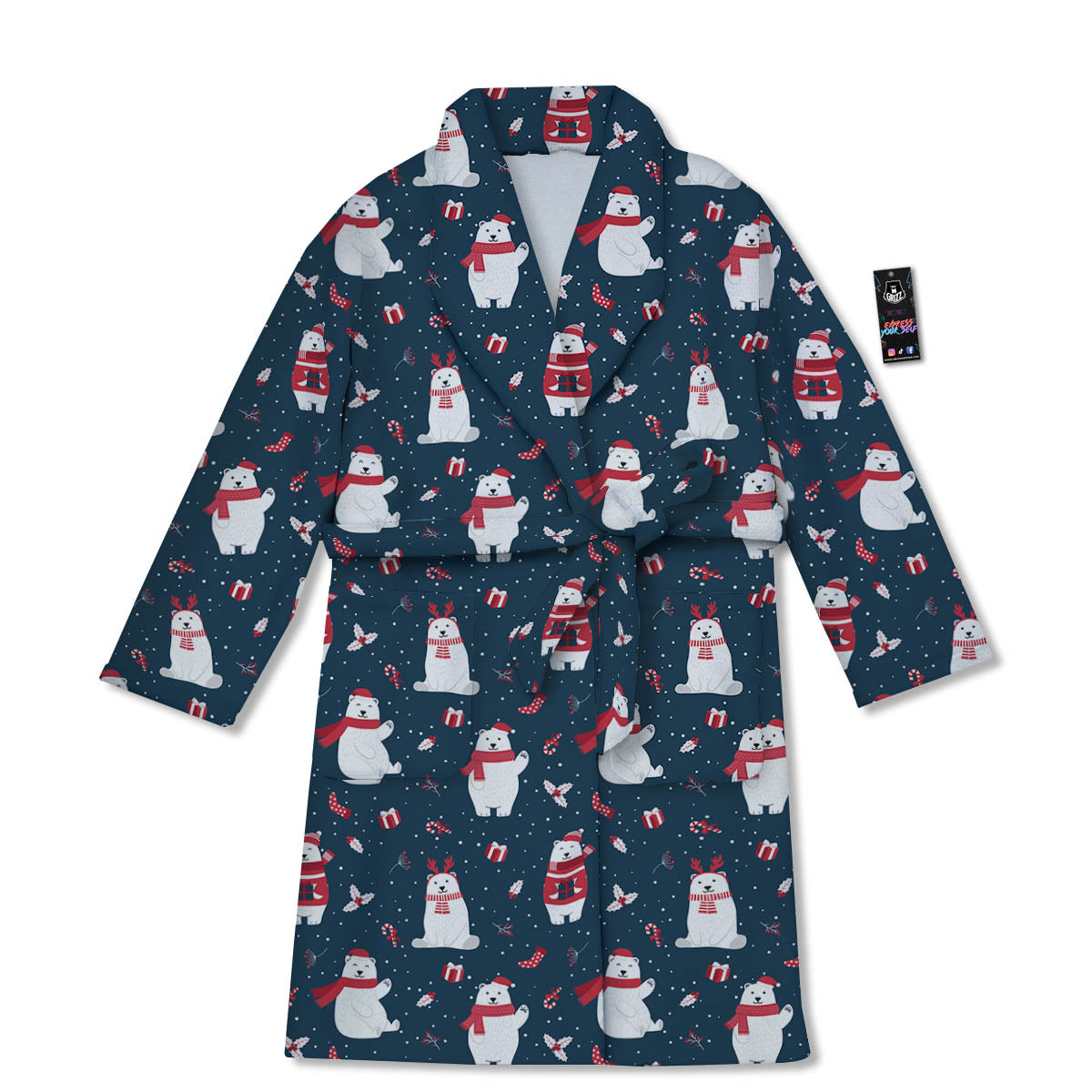 Polar Bear Christmas Print Pattern Bathrobe-grizzshop