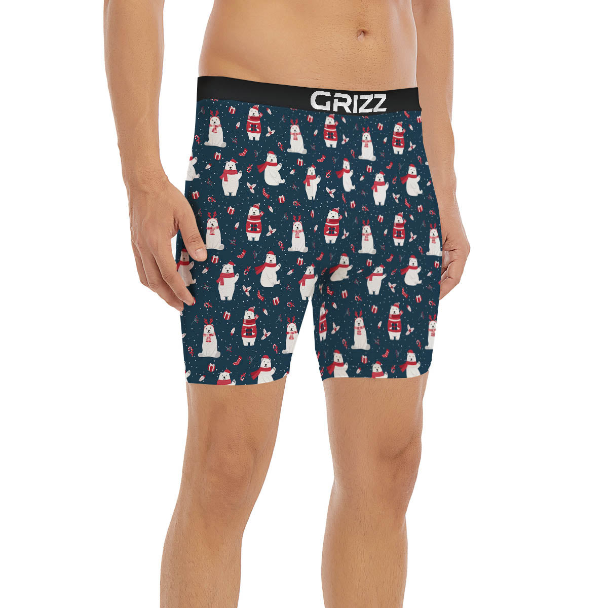 Polar Bear Christmas Print Pattern Boxer Briefs-grizzshop