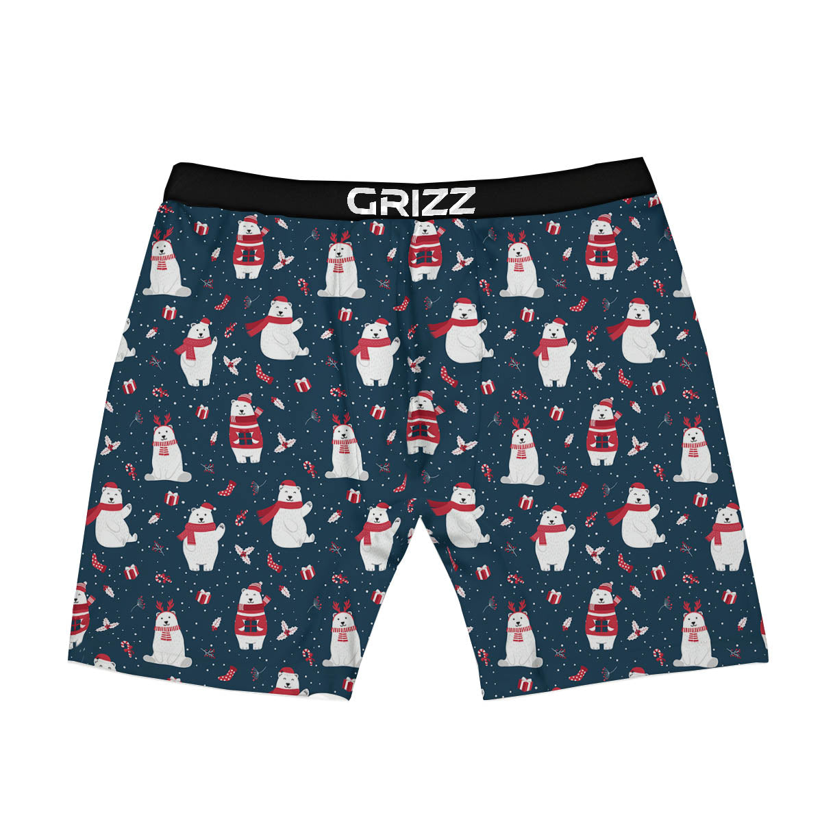 Polar Bear Christmas Print Pattern Boxer Briefs-grizzshop