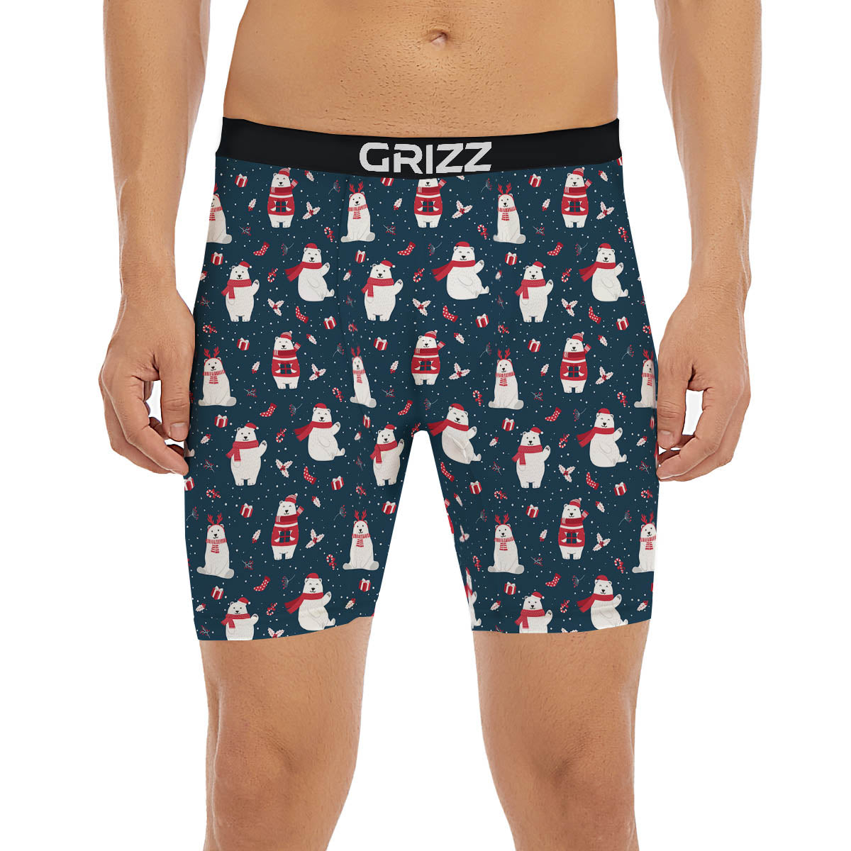 Polar Bear Christmas Print Pattern Boxer Briefs-grizzshop