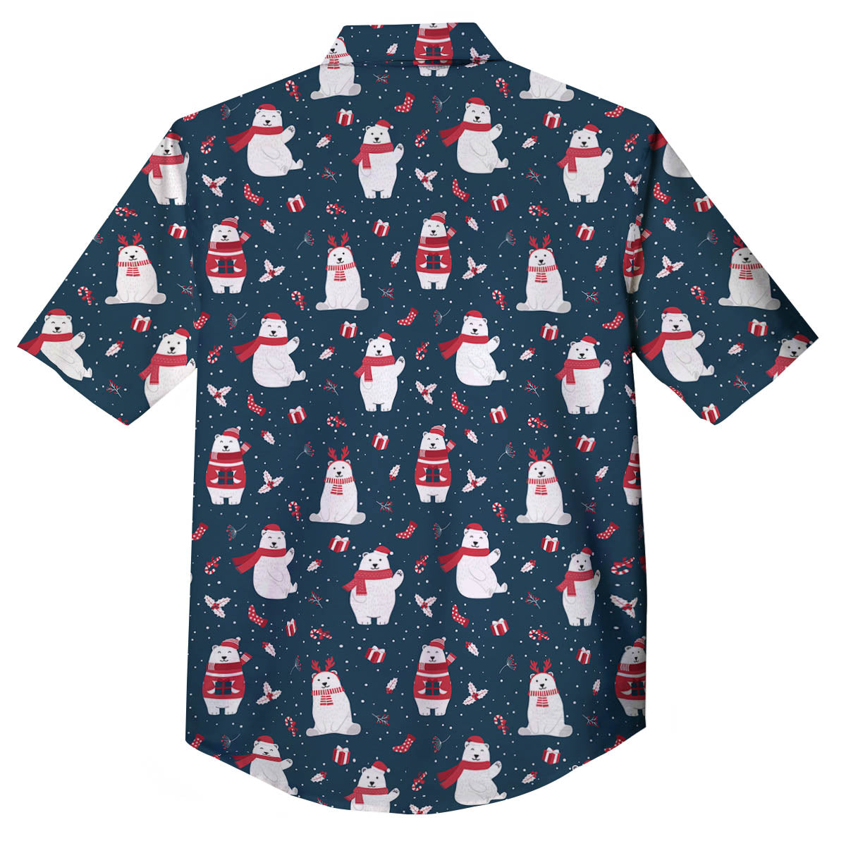Polar Bear Christmas Print Pattern Button Up Shirt-grizzshop