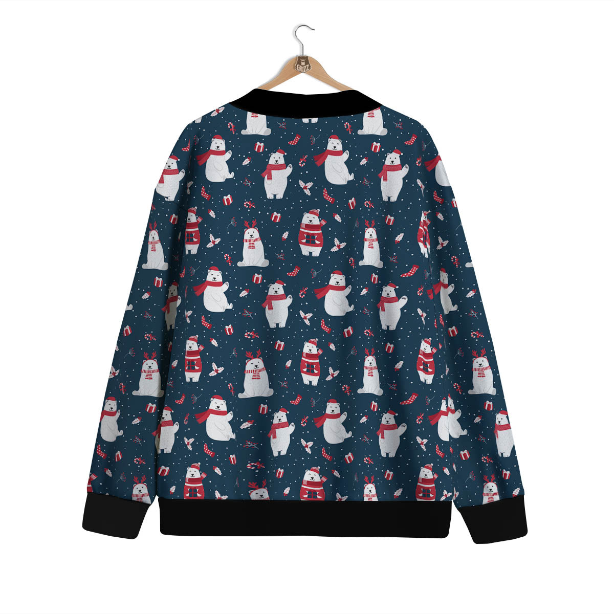 Polar Bear Christmas Print Pattern Cardigan-grizzshop