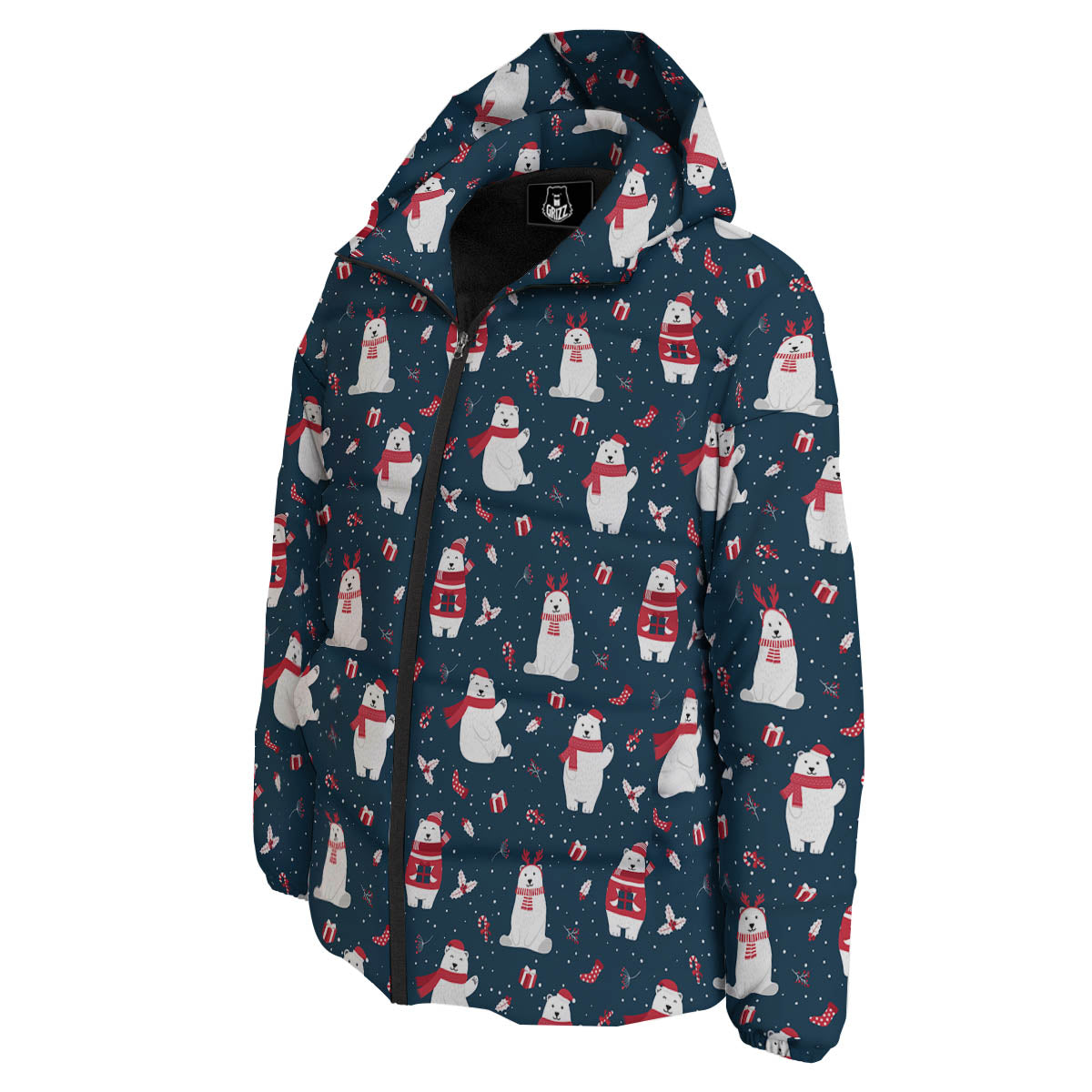 Polar Bear Christmas Print Pattern Down Jacket-grizzshop