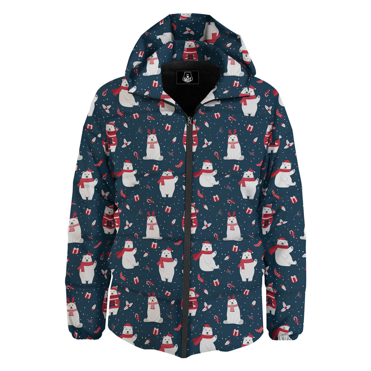 Polar Bear Christmas Print Pattern Down Jacket-grizzshop