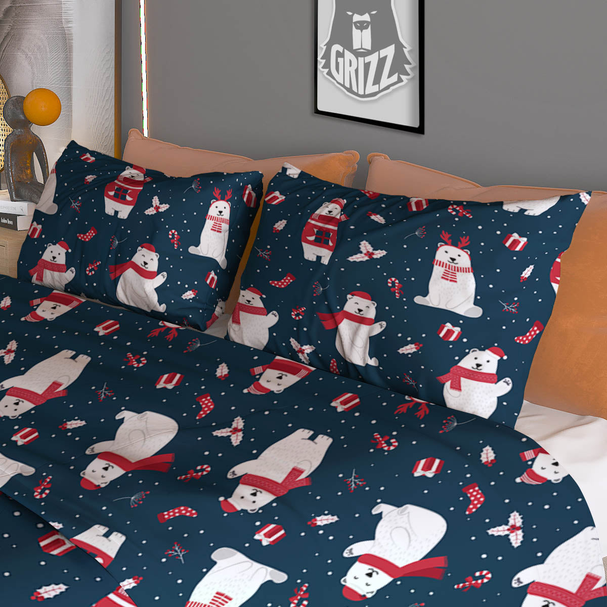 Penguin Cute Snowy Print Pattern Duvet Cover Bedding Set