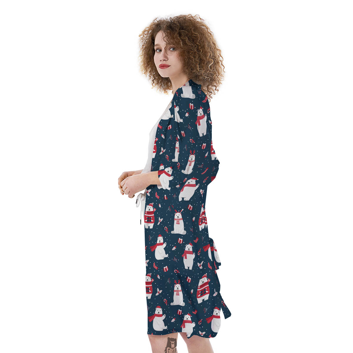 Polar Bear Christmas Print Pattern Kimono-grizzshop