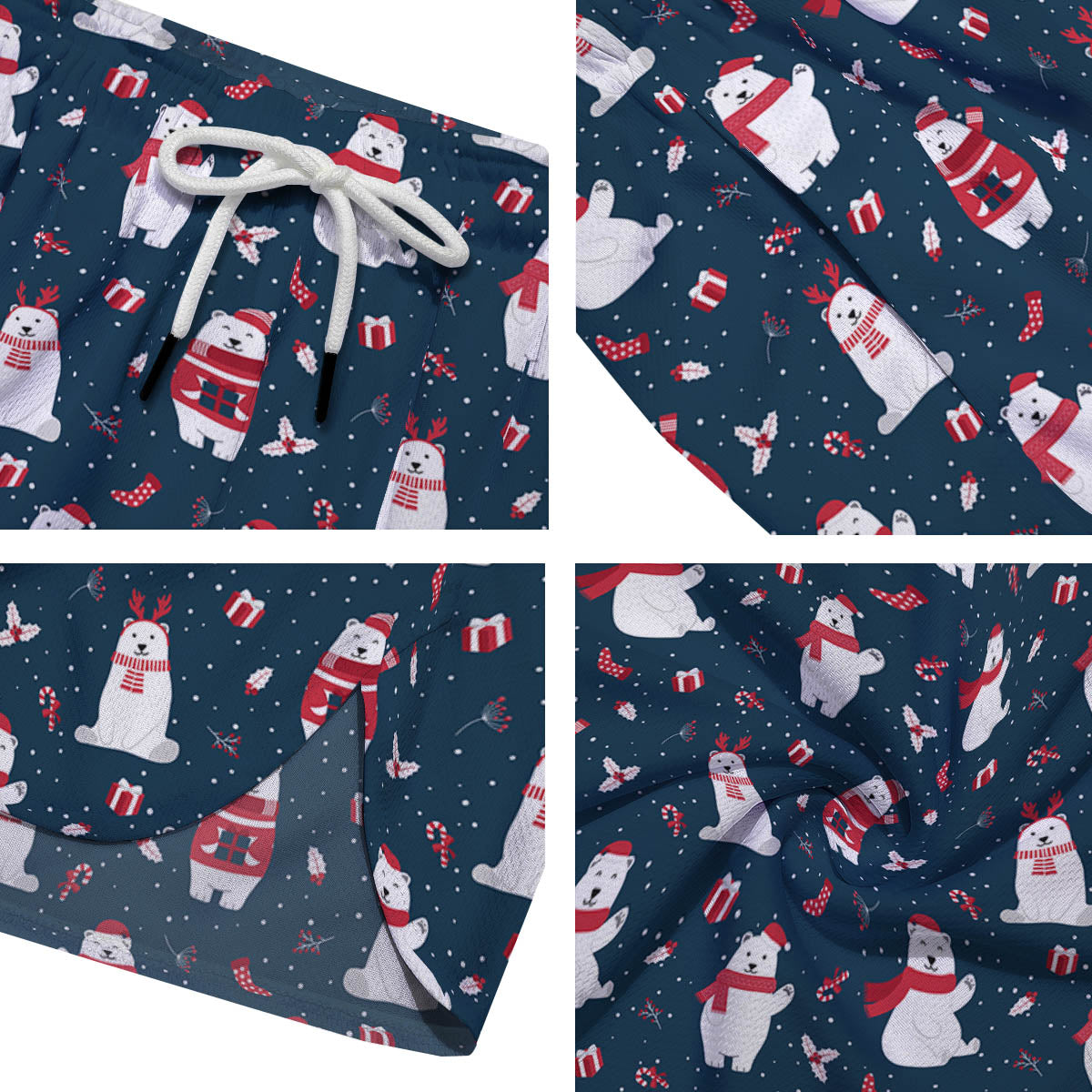 Polar Bear Christmas Print Pattern Men's Running Shorts-grizzshop