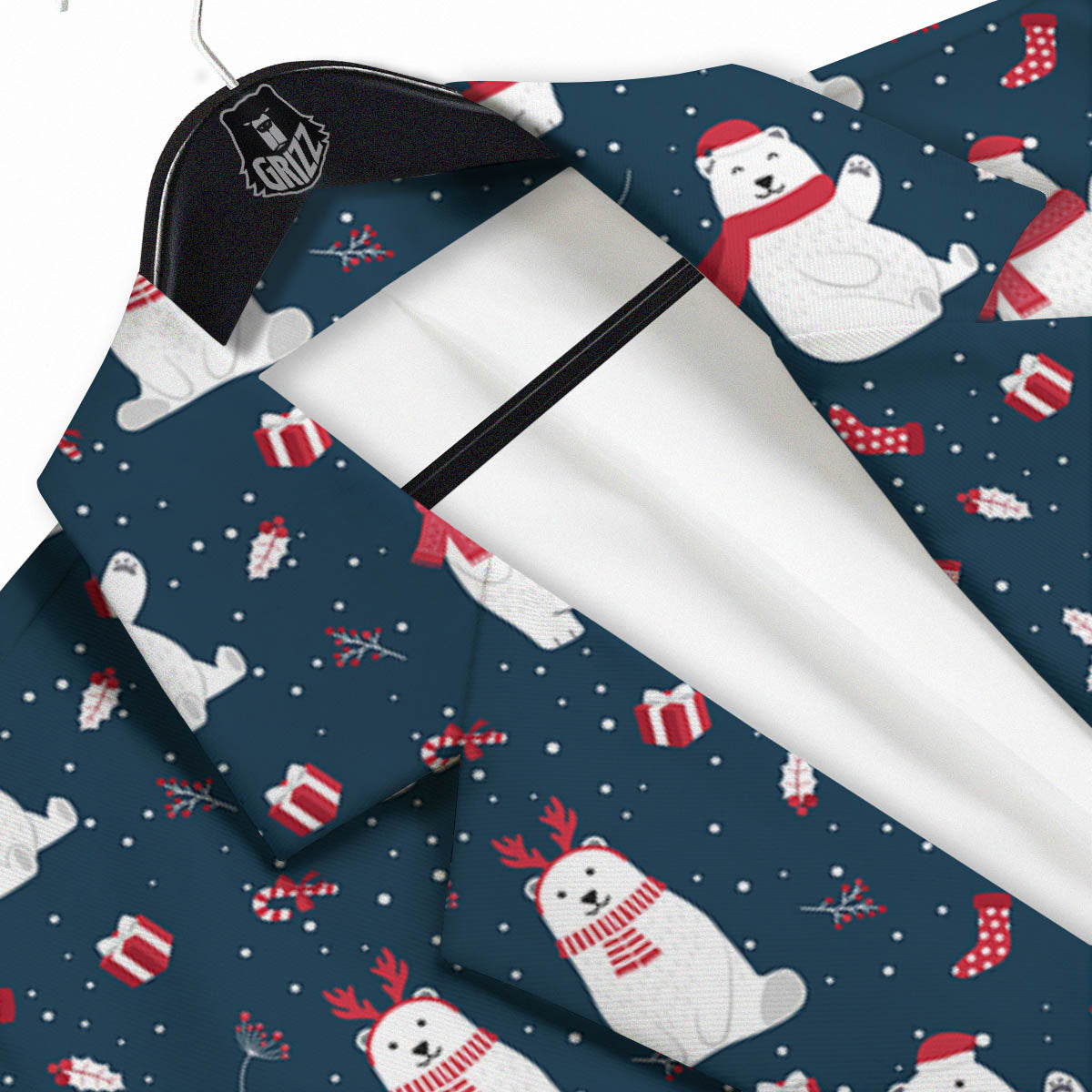 Polar Bear Christmas Print Pattern Men's Sport Coat-grizzshop