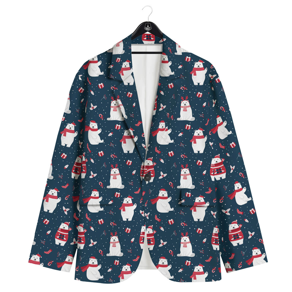 Polar Bear Christmas Print Pattern Men's Sport Coat-grizzshop