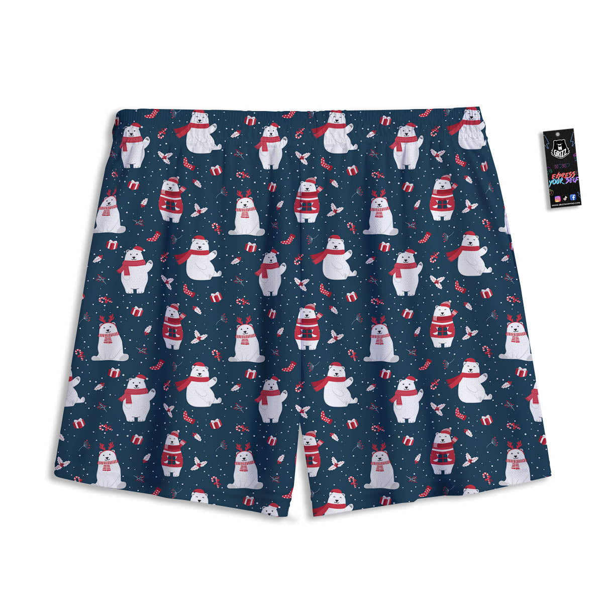 Penguin Cute Snowy Print Pattern Mesh Shorts