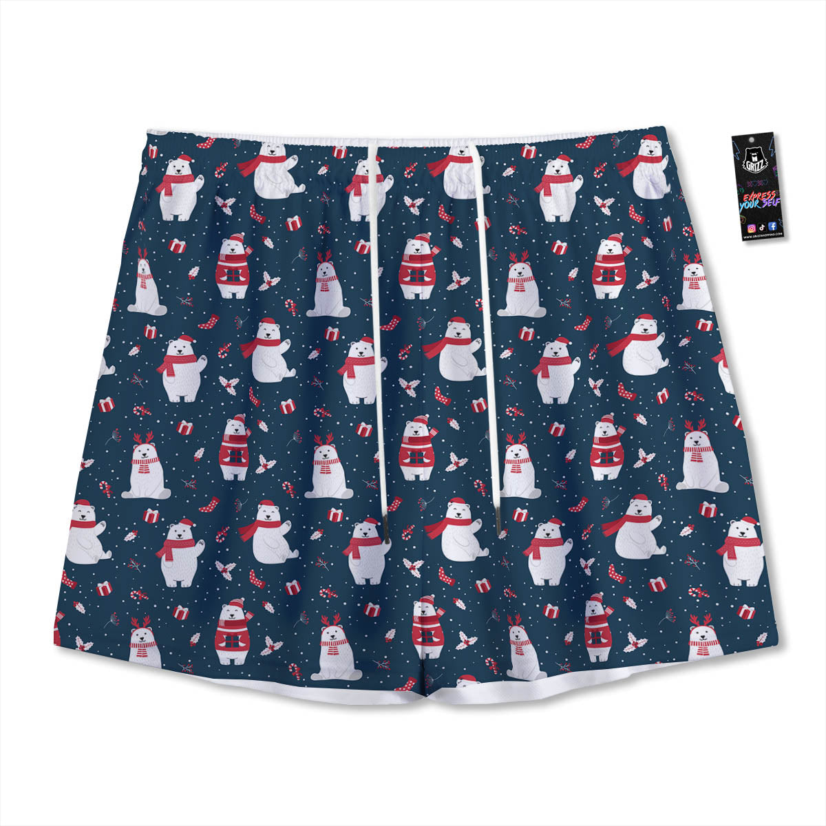 Penguin Cute Snowy Print Pattern Mesh Shorts