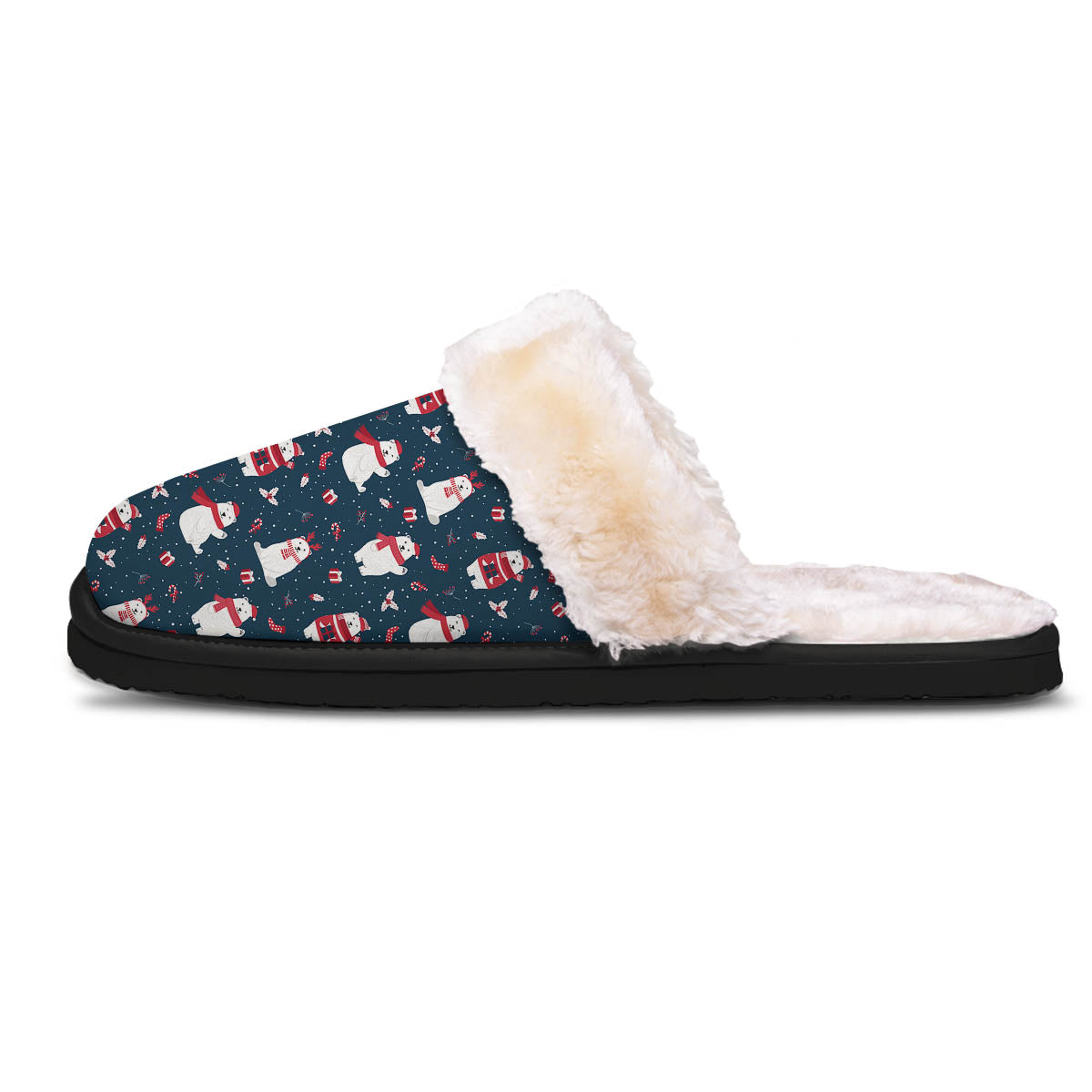 Polar Bear Christmas Print Pattern Slippers-grizzshop