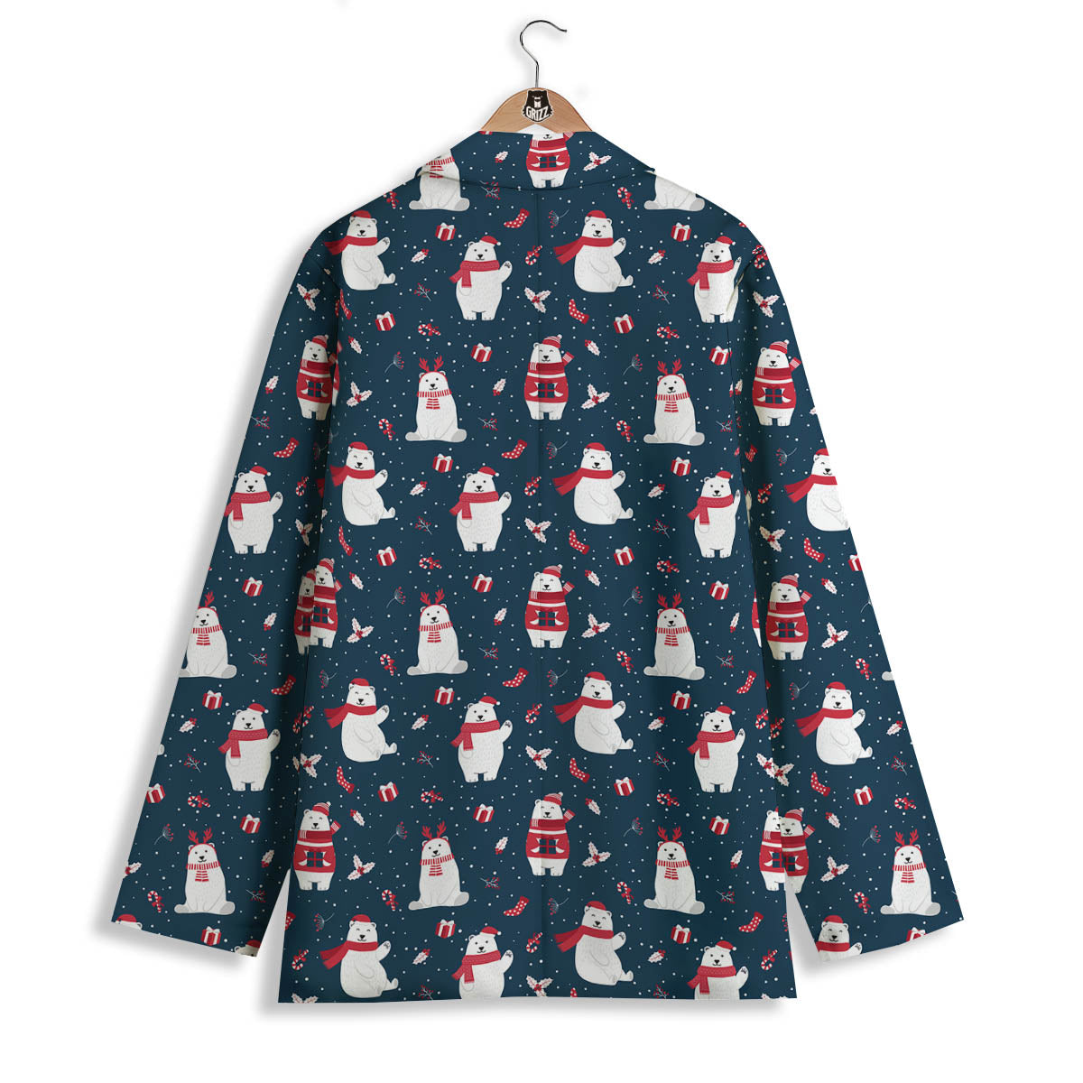 Polar Bear Christmas Print Pattern Women's Blazer-grizzshop