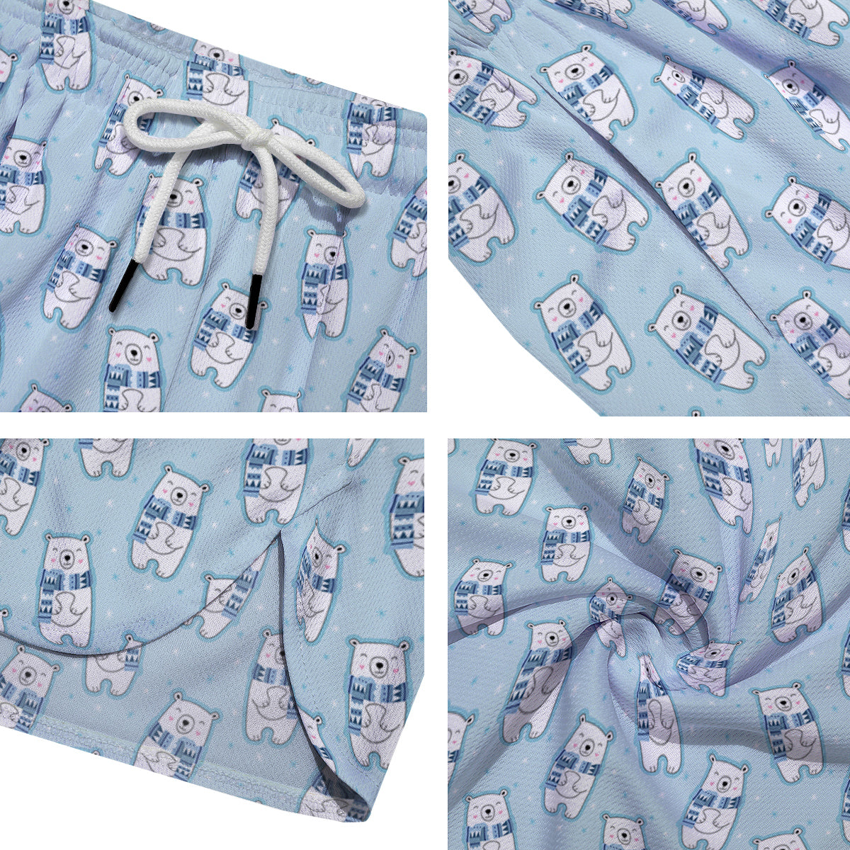 Polar Bear Cute Print Pattern Men's Running Shorts-grizzshop