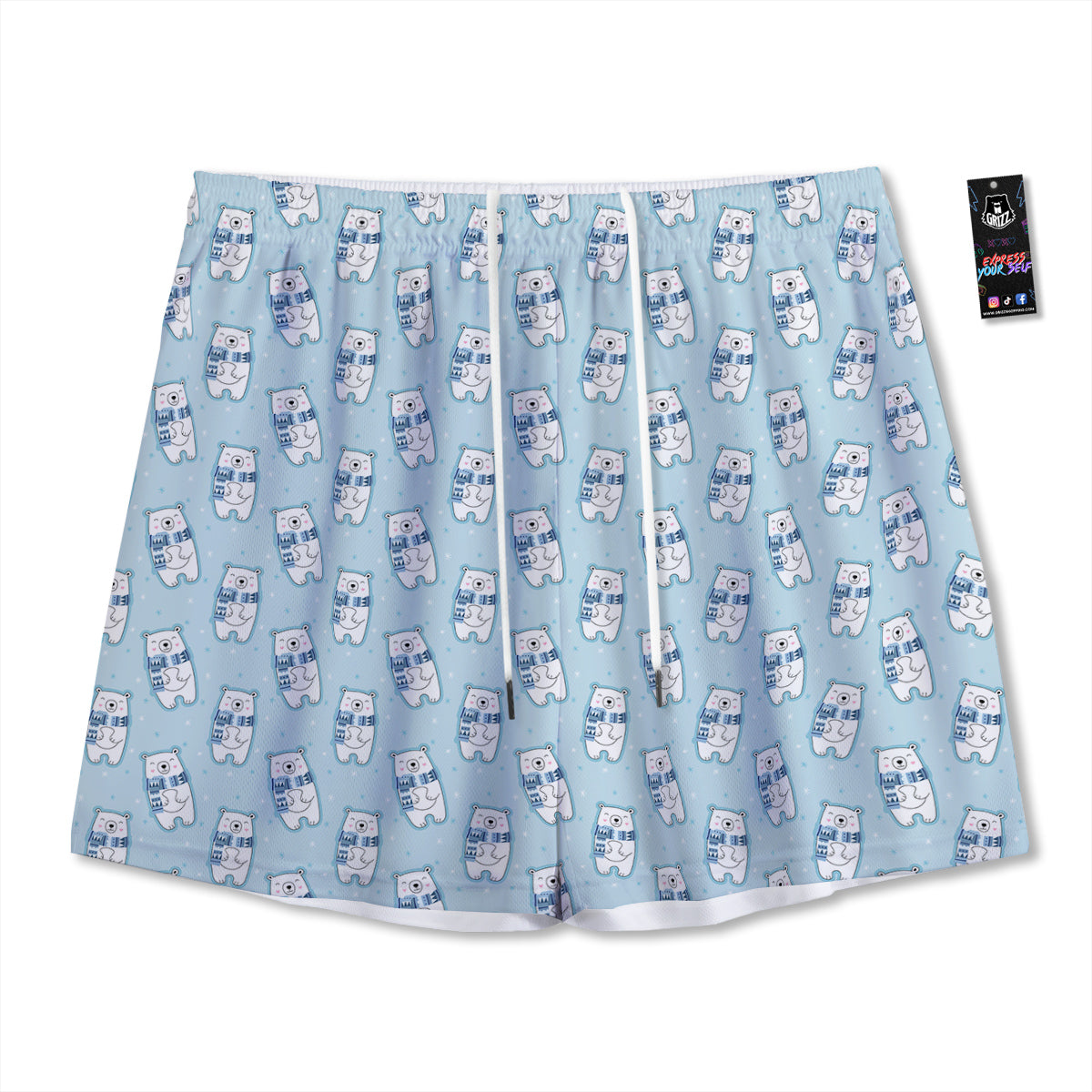 Polar Bear Cute Print Pattern Mesh Shorts