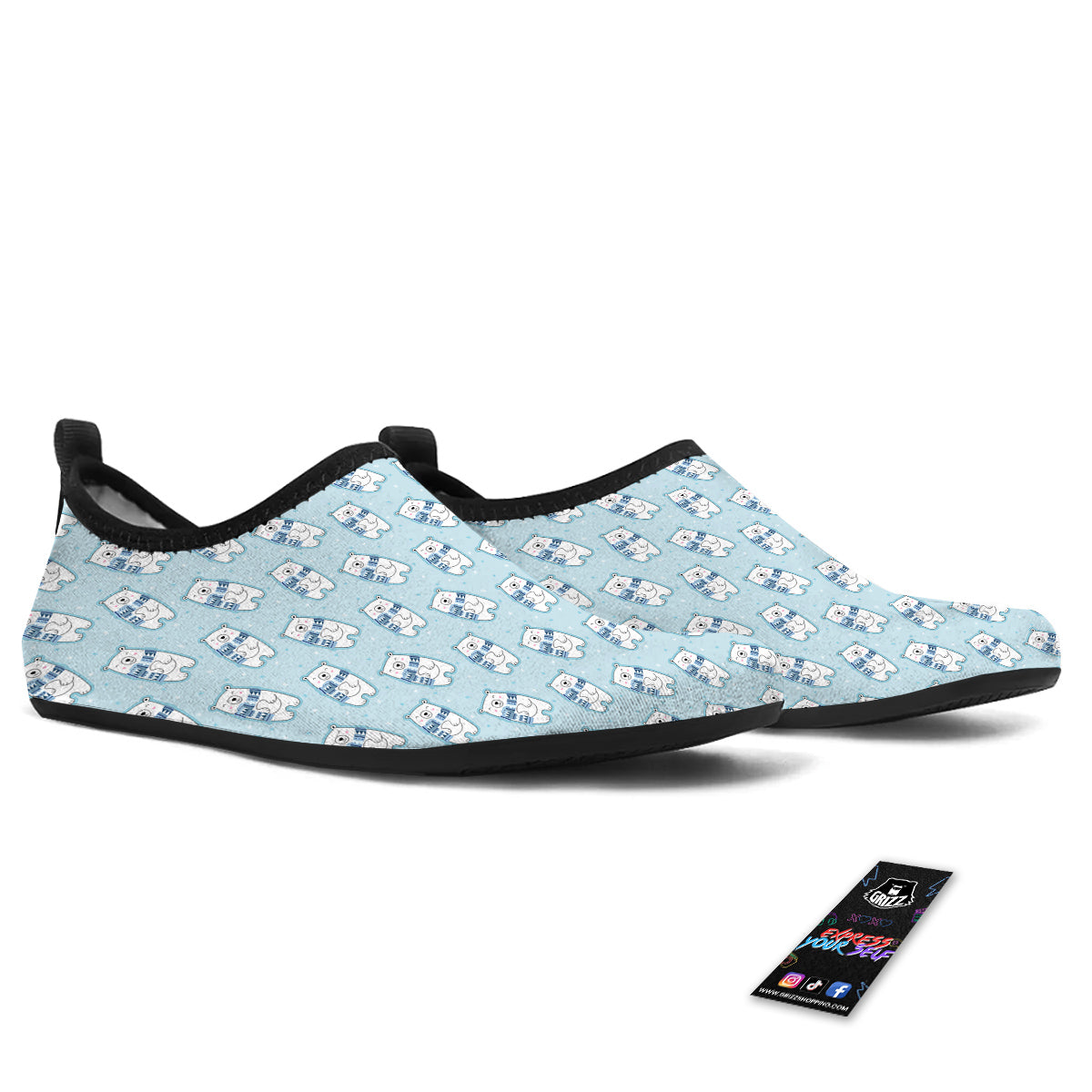 Polar Bear Cute Print Pattern Water Shoes-grizzshop