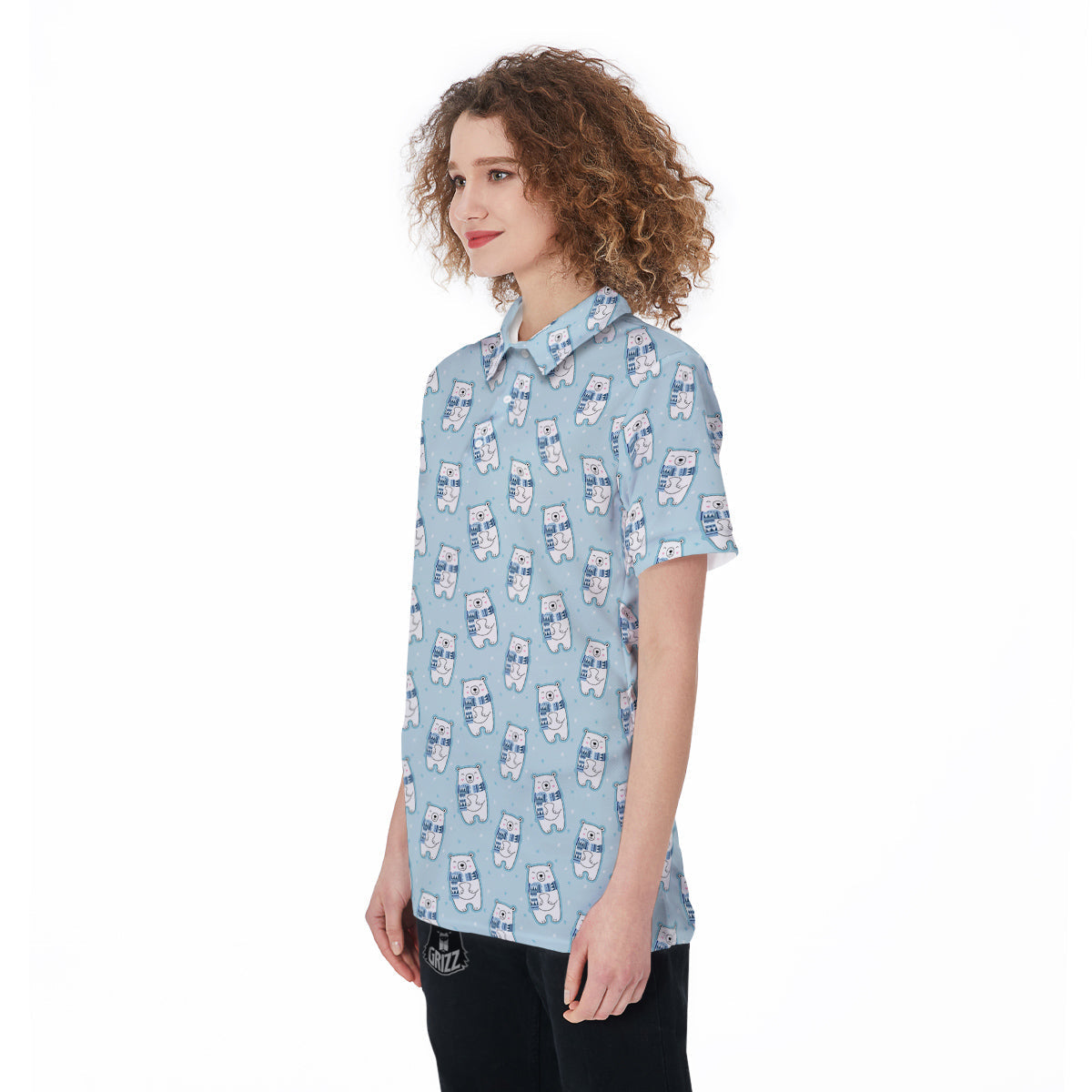 Polar Bear Cute Print Pattern Women's Golf Shirts-grizzshop
