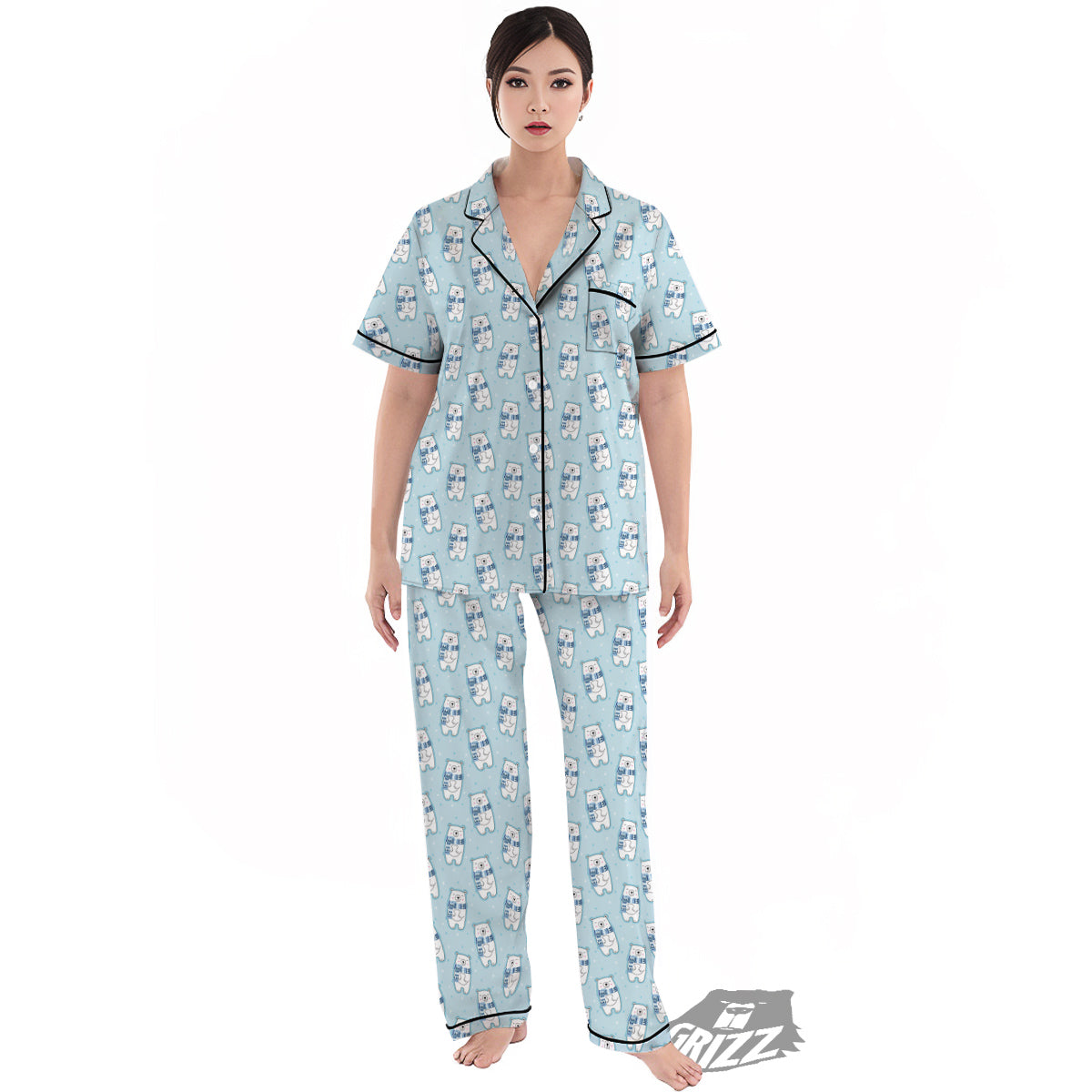 Polar Bear Cute Print Pattern Women's Pajamas Set-grizzshop