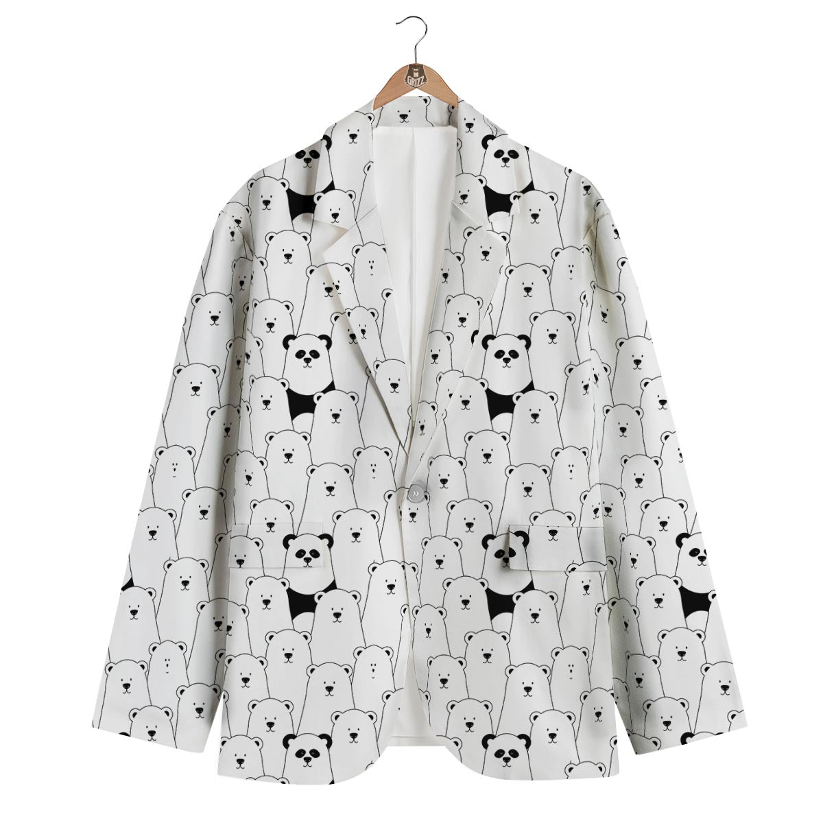 Polar Bear Panda Pattern Print Men's Blazer-grizzshop
