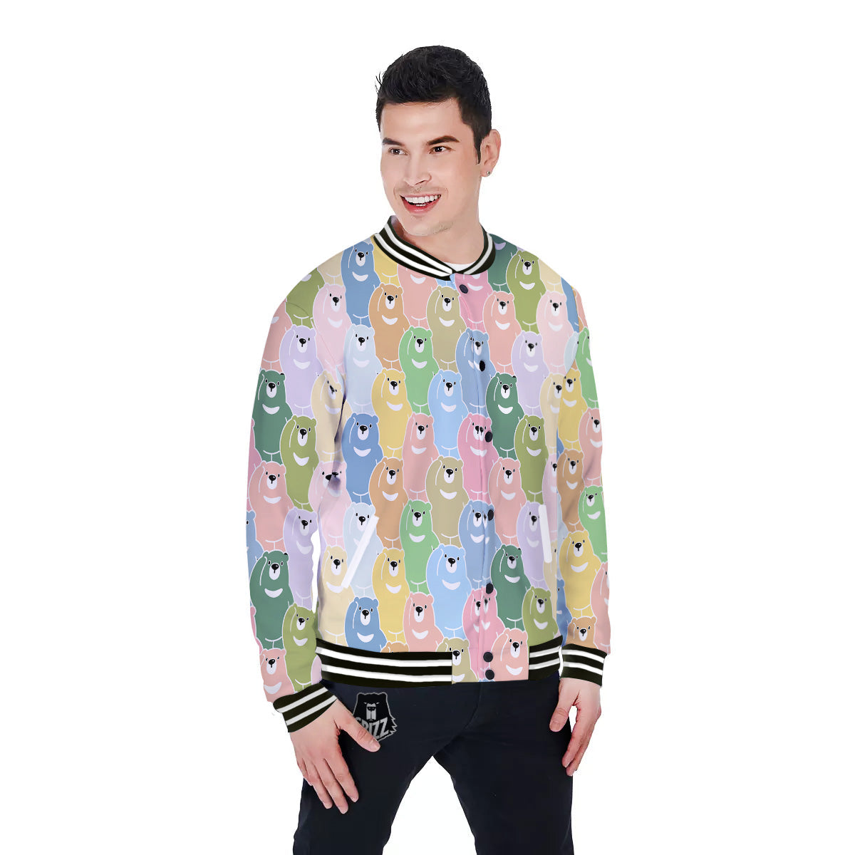 Polar Bear Pastel Print Pattern Baseball Jacket-grizzshop
