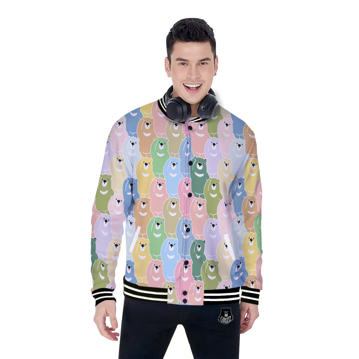 Polar Bear Pastel Print Pattern Baseball Jacket-grizzshop