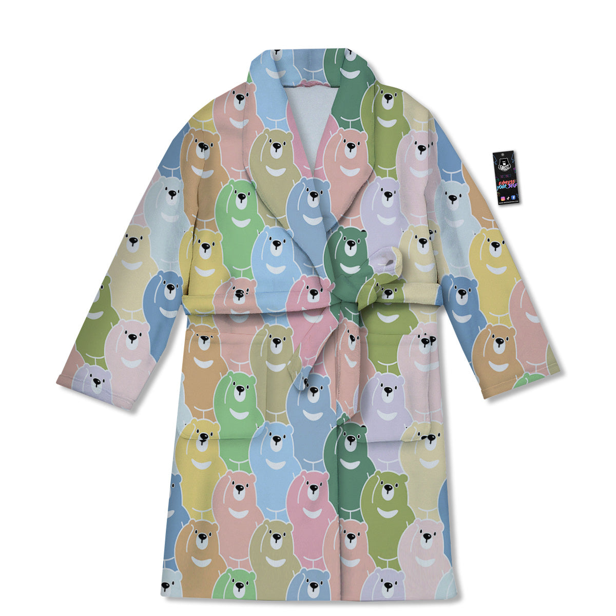 Polar Bear Pastel Print Pattern Bathrobe-grizzshop