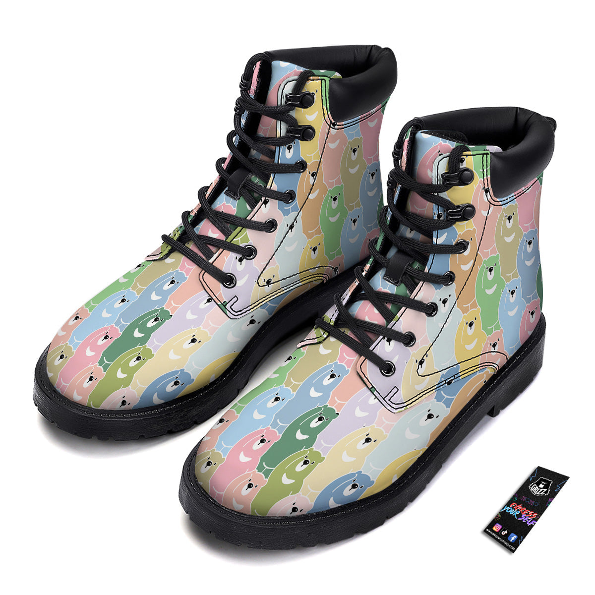 Polar Bear Pastel Print Pattern Boots-grizzshop