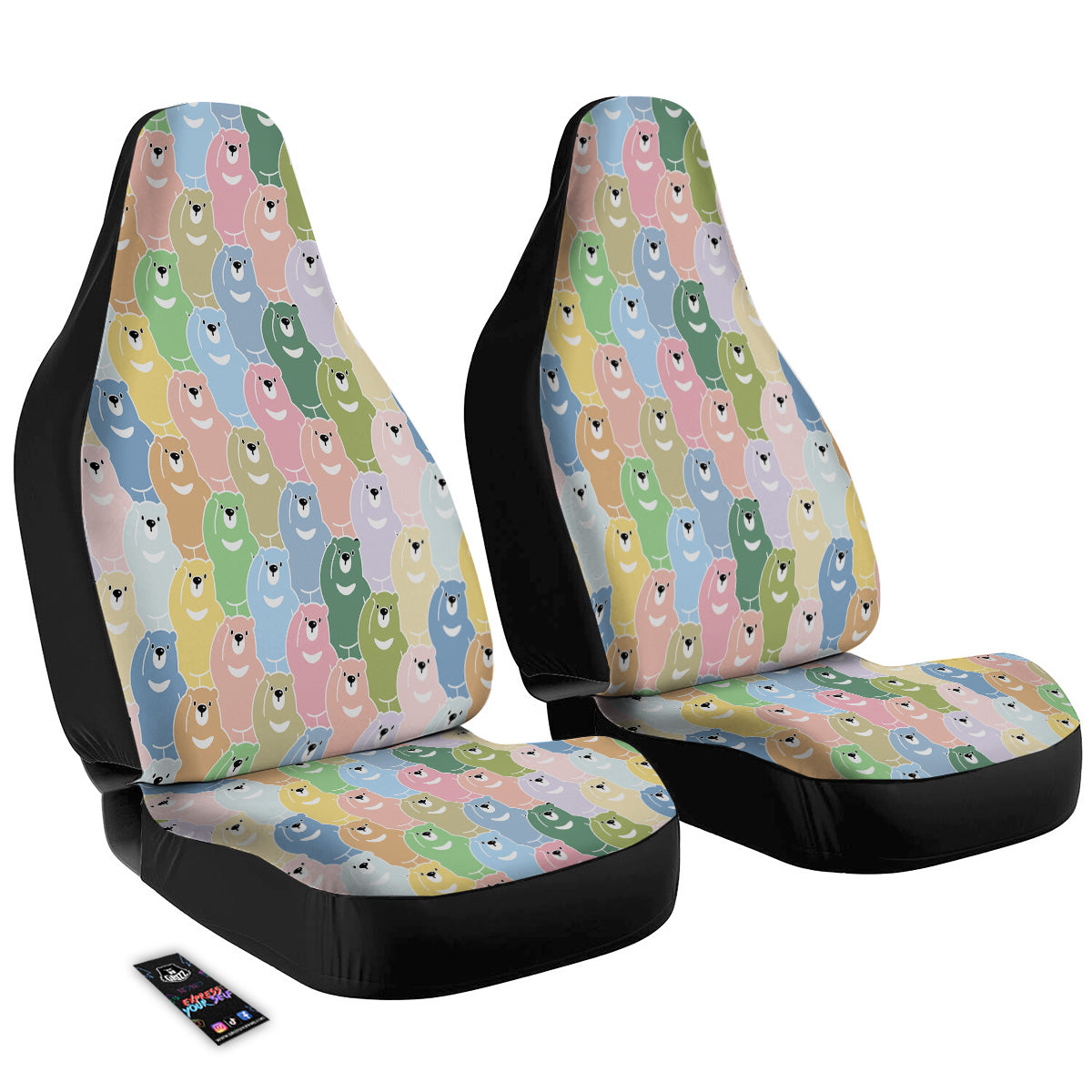 Polar Bear Pastel Print Pattern Car Seat Covers-grizzshop