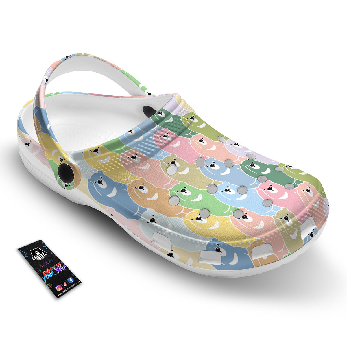 Polar Bear Pastel Print Pattern Clog-grizzshop