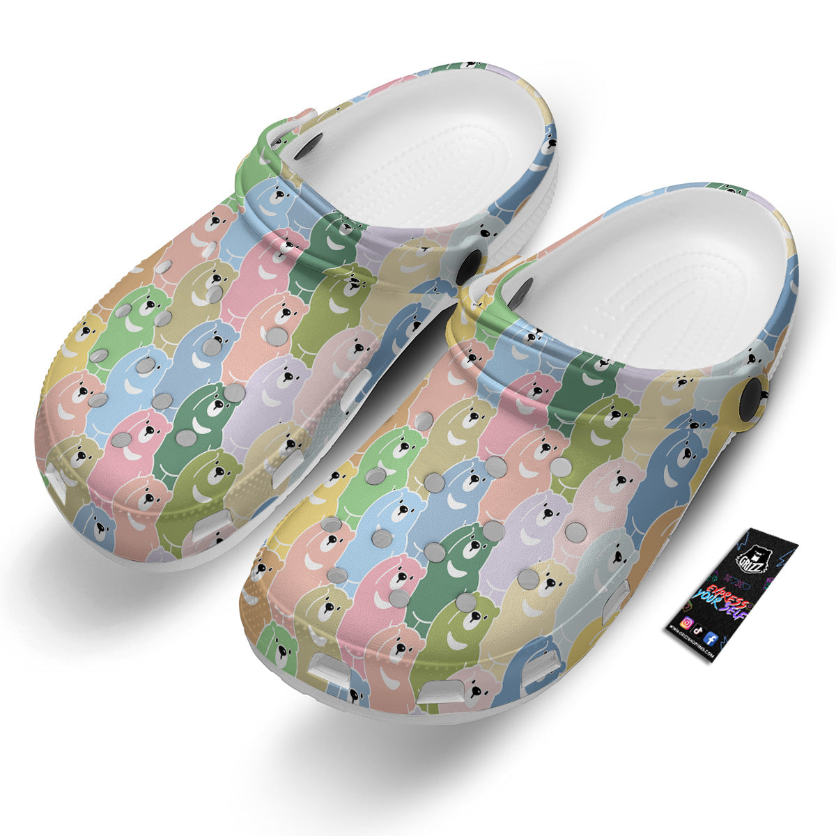 Polar Bear Pastel Print Pattern Clog-grizzshop