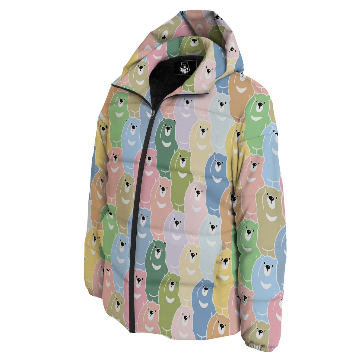 Polar Bear Pastel Print Pattern Down Jacket-grizzshop