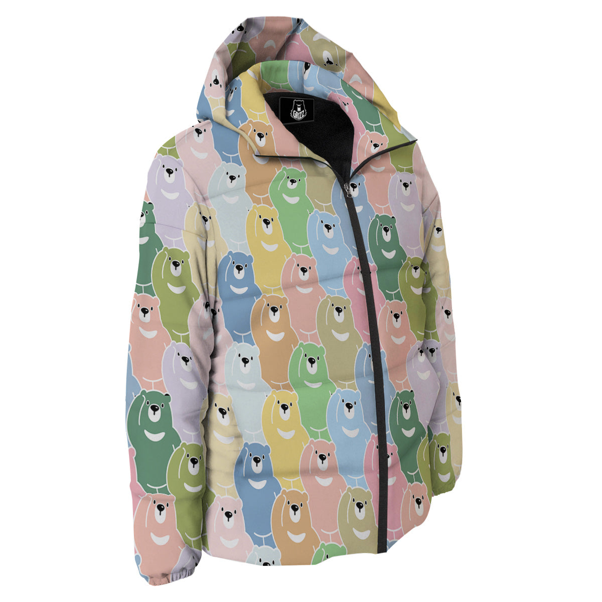 Polar Bear Pastel Print Pattern Down Jacket-grizzshop