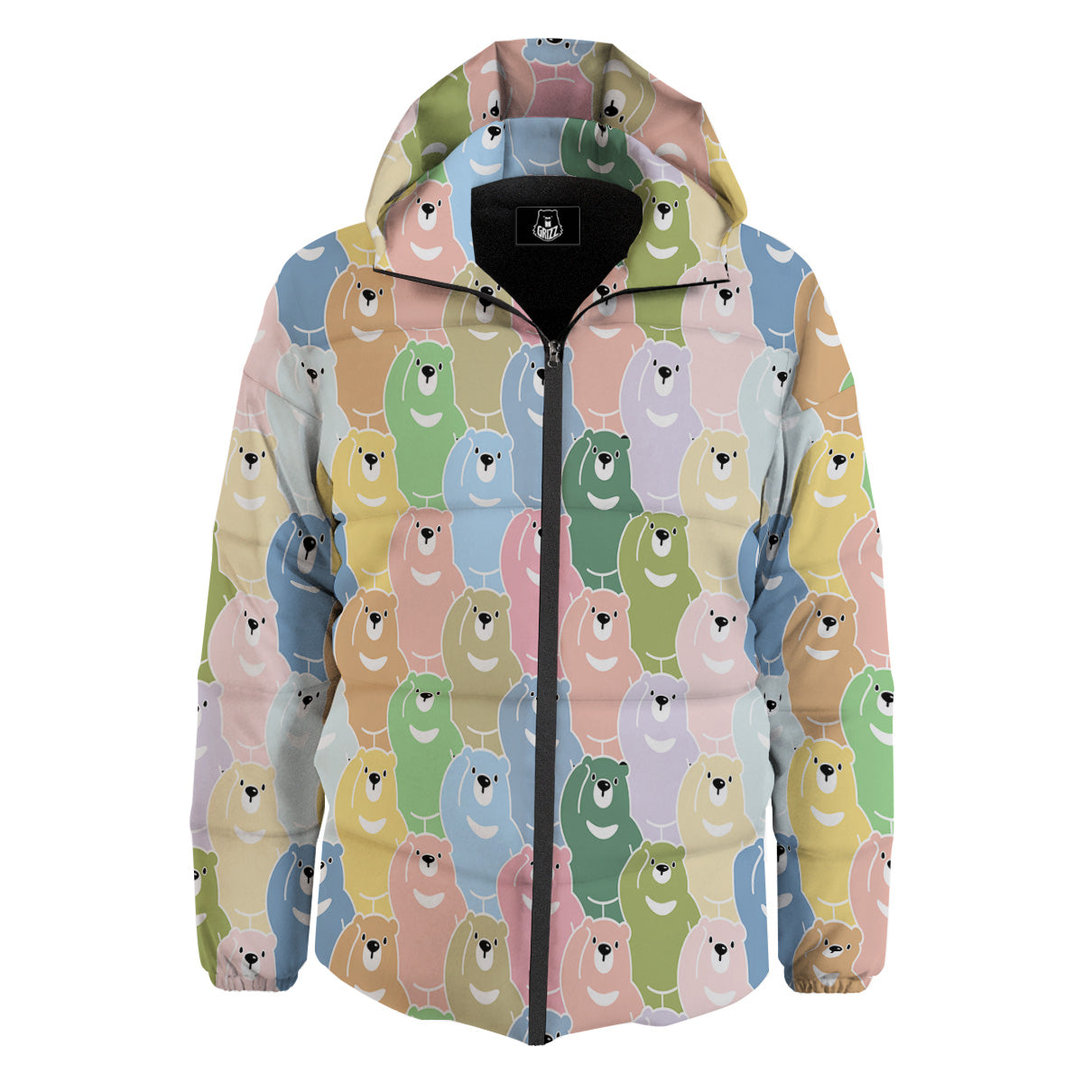 Polar Bear Pastel Print Pattern Down Jacket-grizzshop