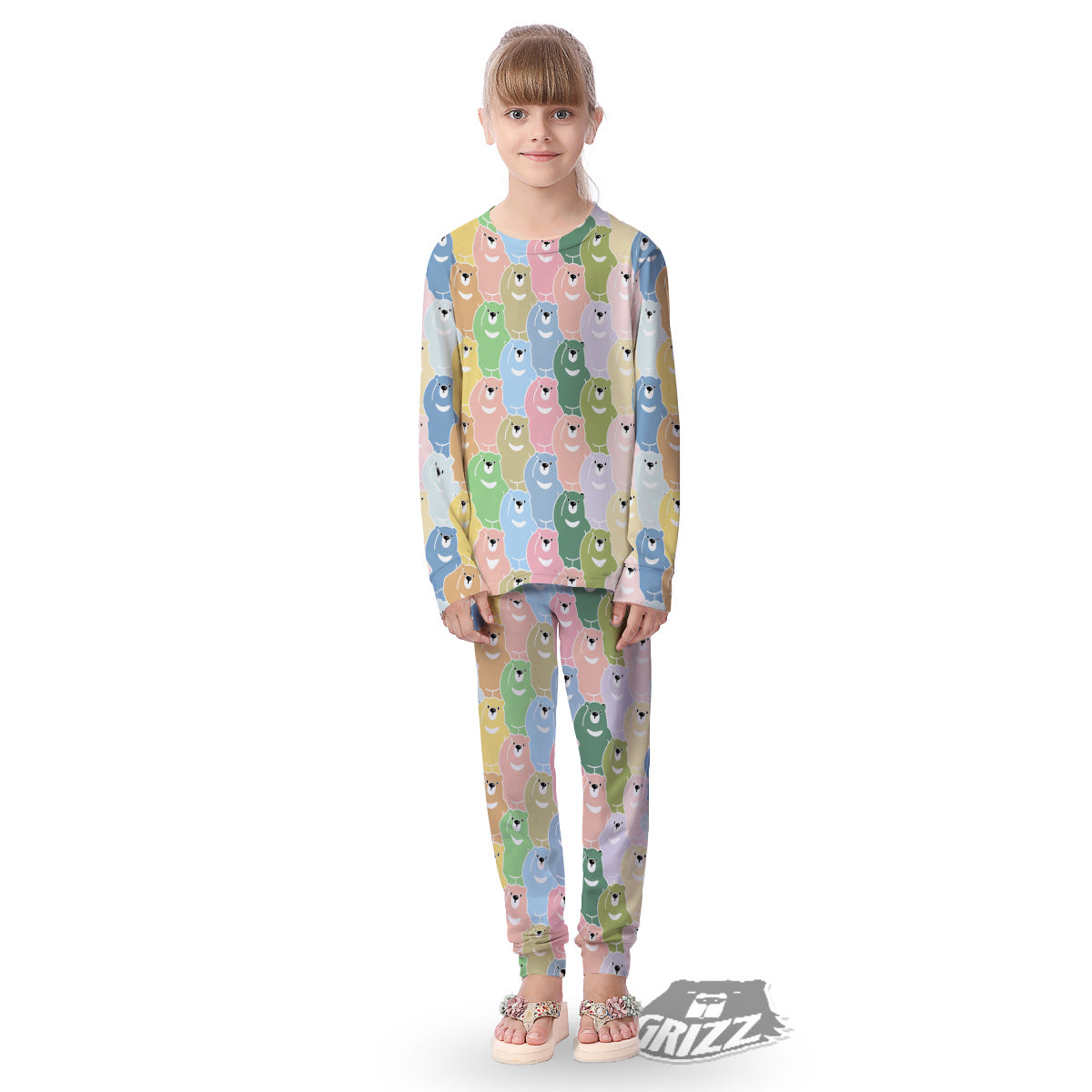 Polar Bear Pastel Print Pattern Kid's Pajamas-grizzshop