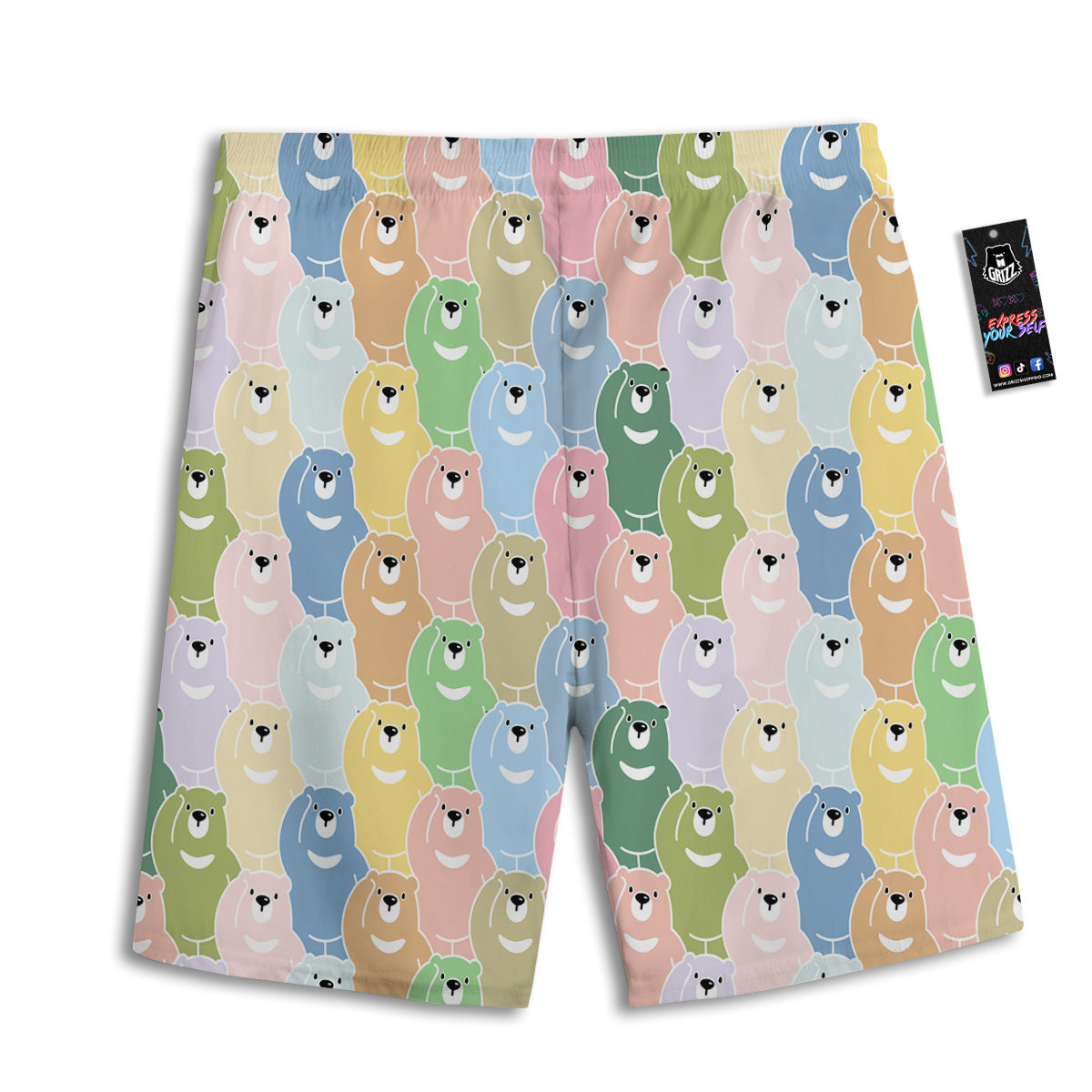 Polar Bear Pastel Print Pattern Men's Athletic Shorts