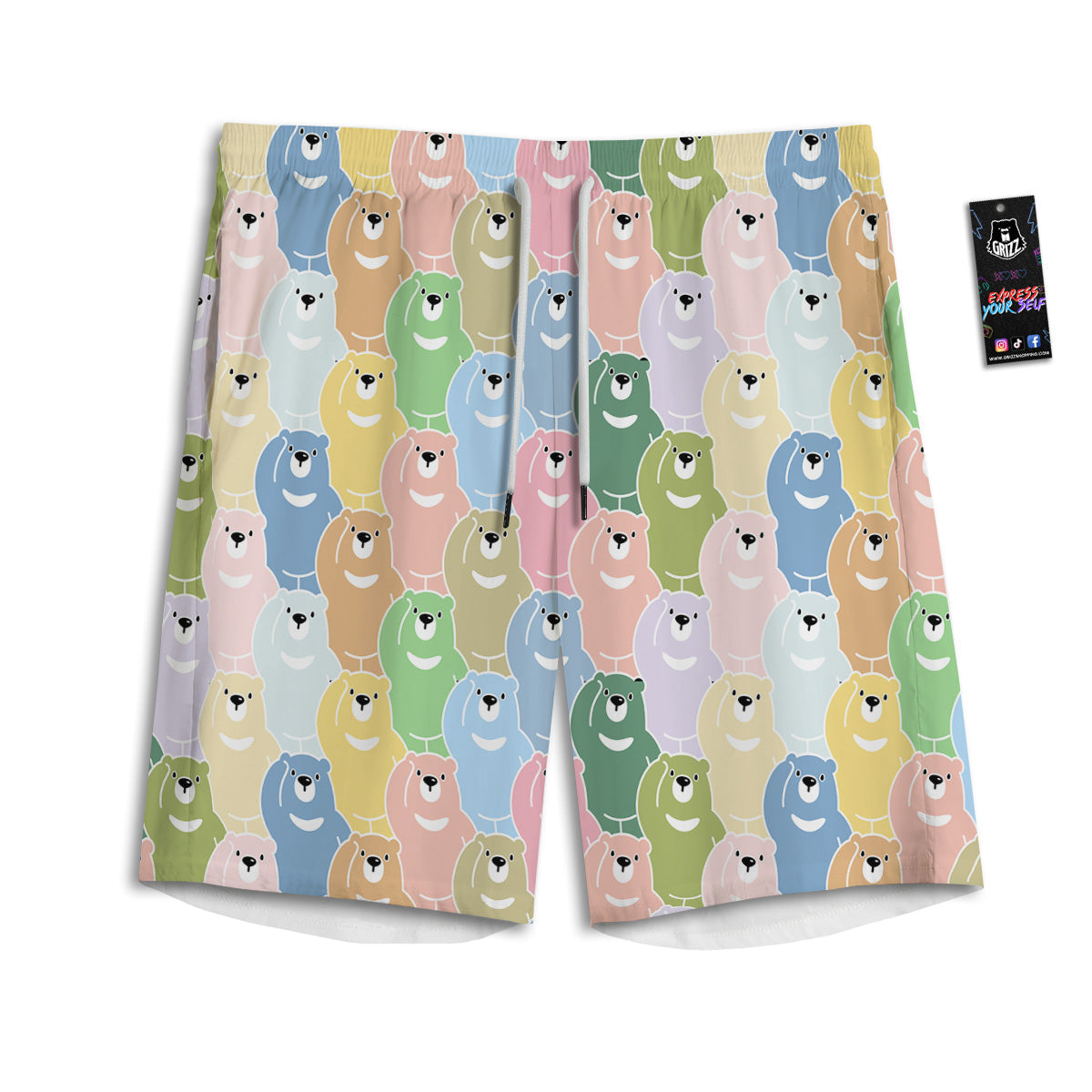 Polar Bear Pastel Print Pattern Men's Athletic Shorts