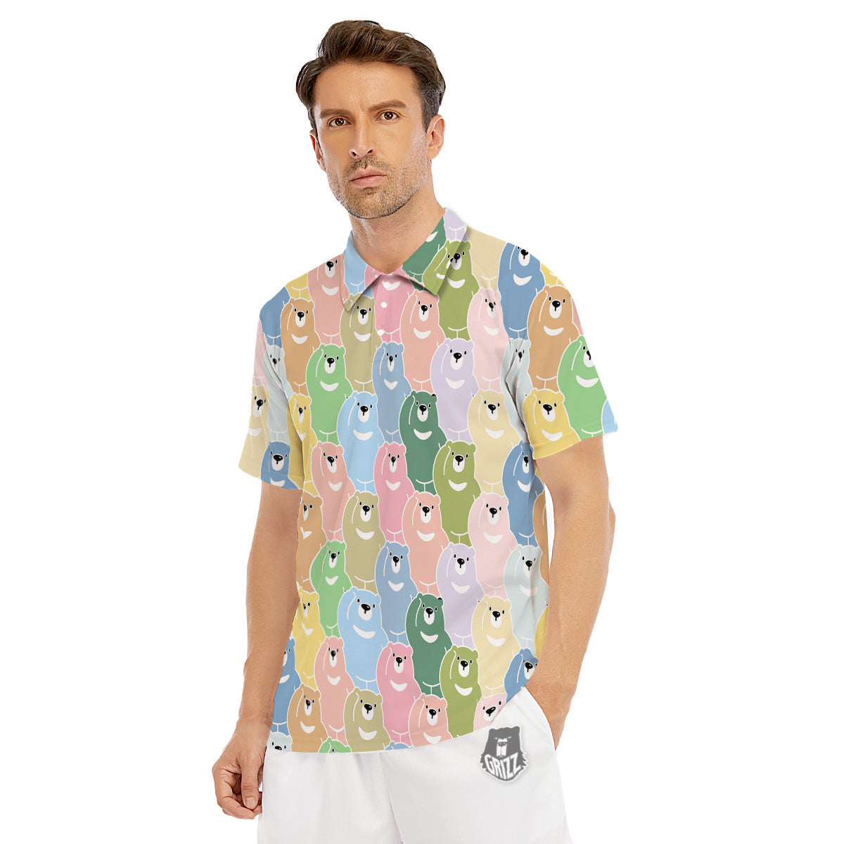 Polar Bear Pastel Print Pattern Men's Golf Shirts-grizzshop