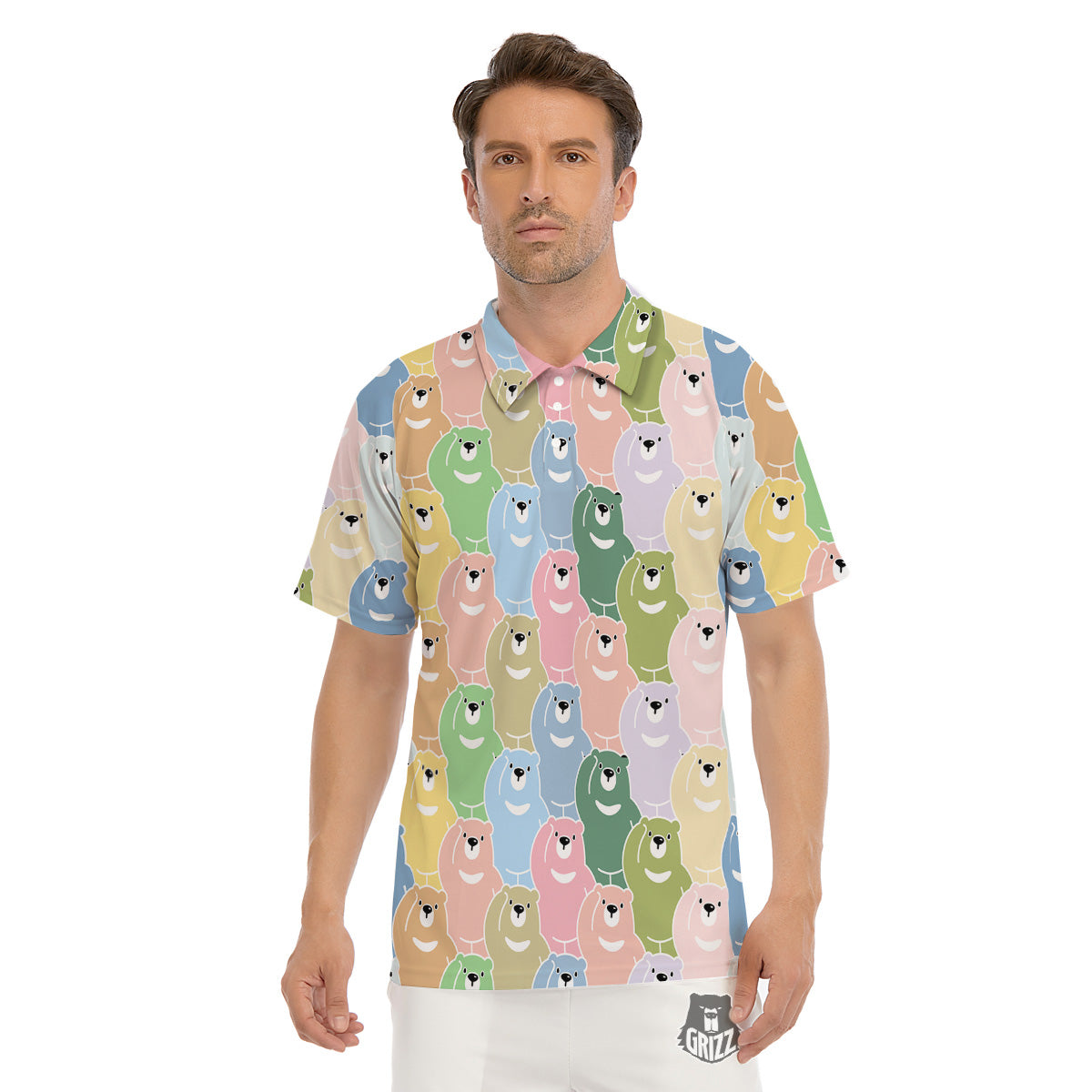 Polar Bear Pastel Print Pattern Men's Golf Shirts-grizzshop