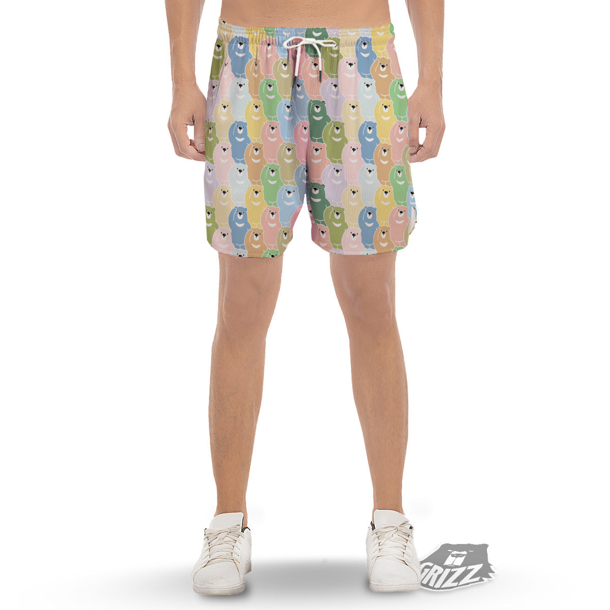 Polar Bear Pastel Print Pattern Men's Gym Shorts-grizzshop