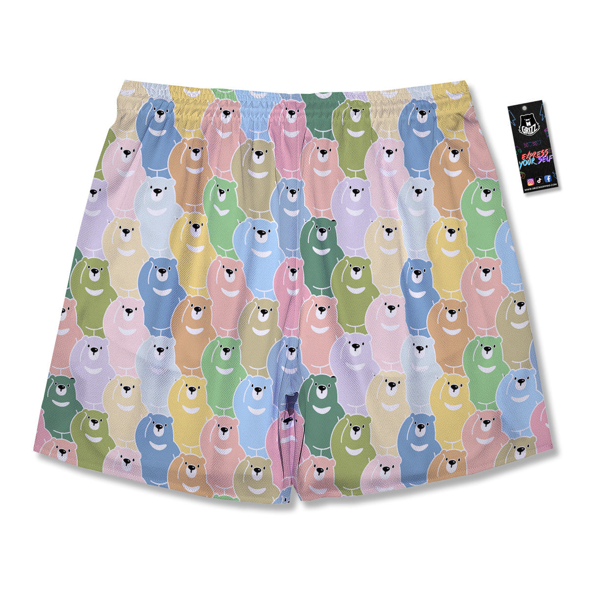 Polar Bear Pastel Print Pattern Men's Running Shorts-grizzshop