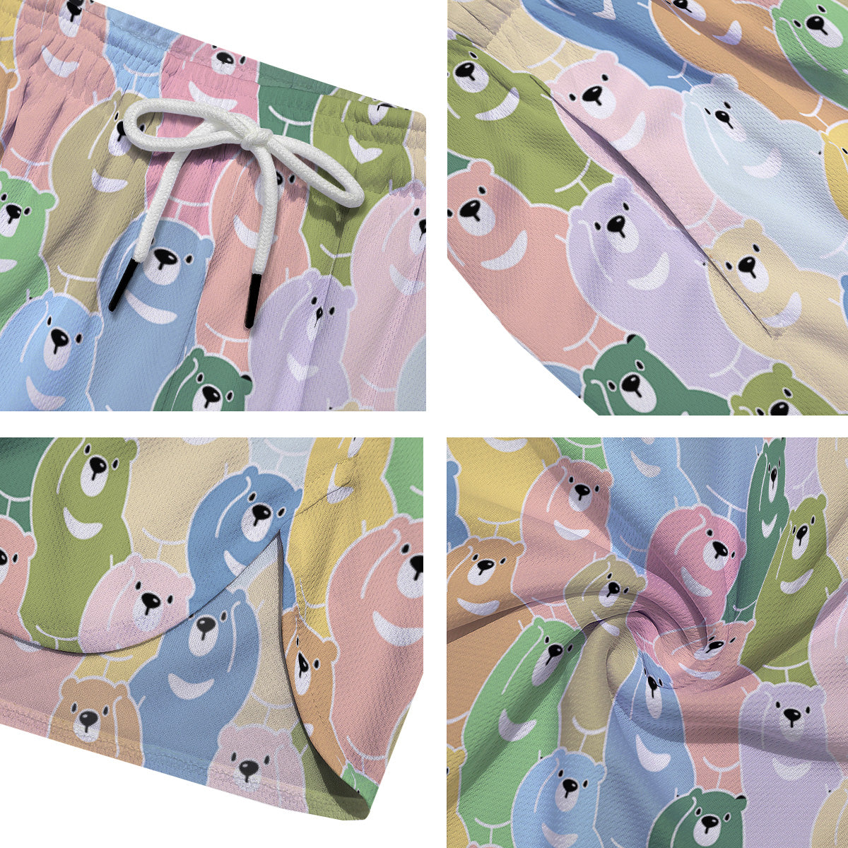 Polar Bear Pastel Print Pattern Men's Running Shorts-grizzshop