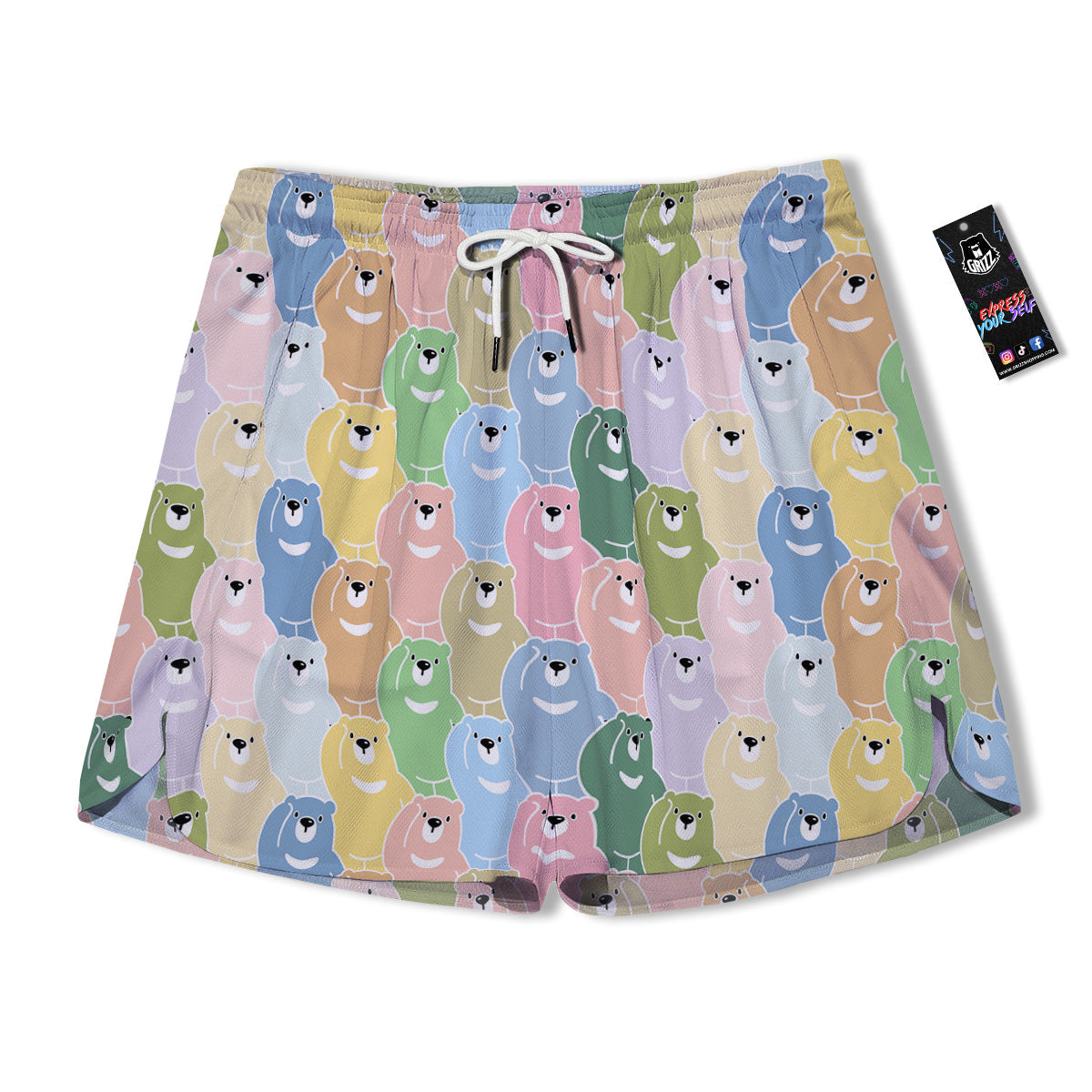 Polar Bear Pastel Print Pattern Men's Running Shorts-grizzshop