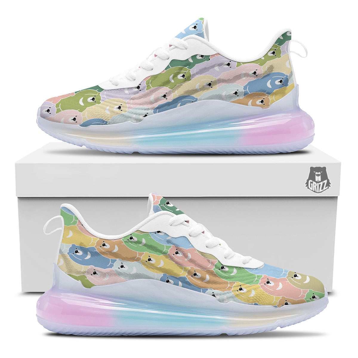 Polar Bear Pastel Print Pattern Running Sneakers-grizzshop