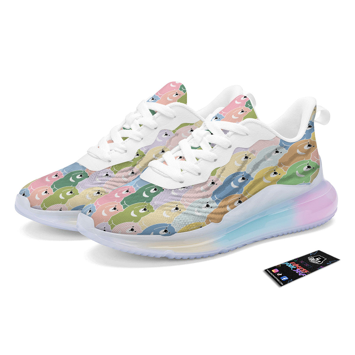 Polar Bear Pastel Print Pattern Running Sneakers-grizzshop