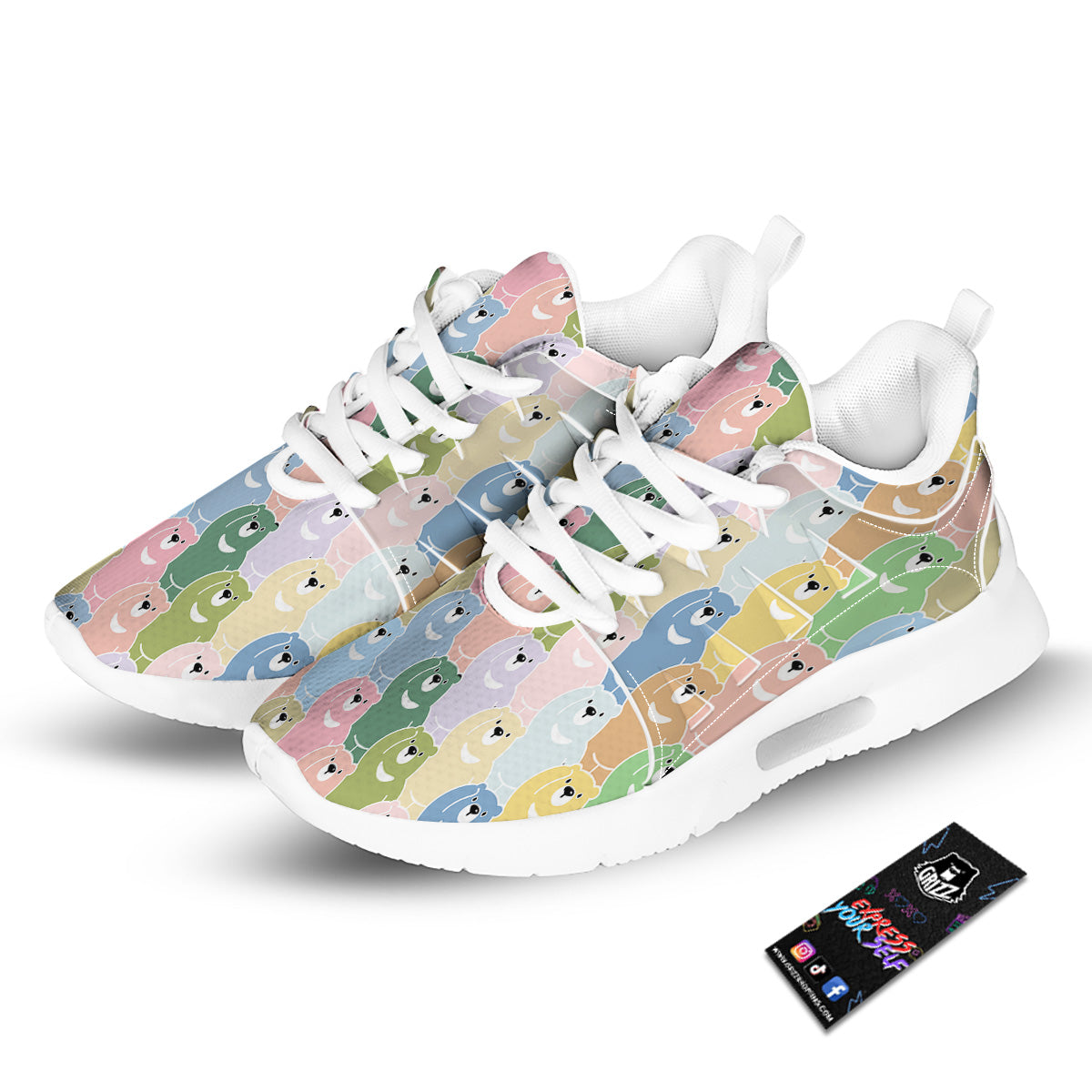 Polar Bear Pastel Print Pattern Tennis Shoes-grizzshop