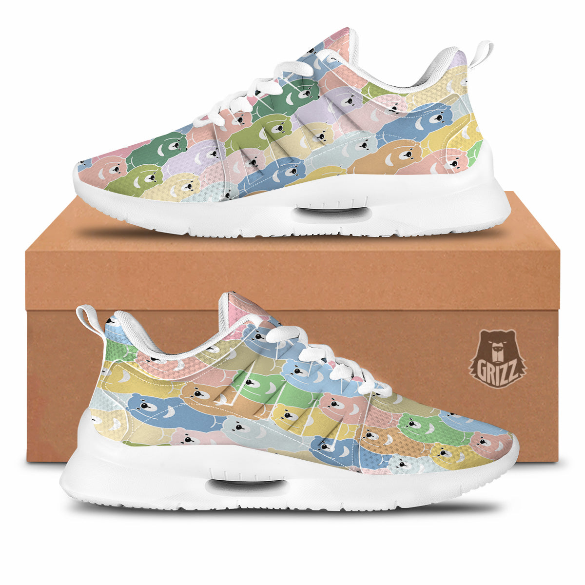 Polar Bear Pastel Print Pattern Tennis Shoes-grizzshop