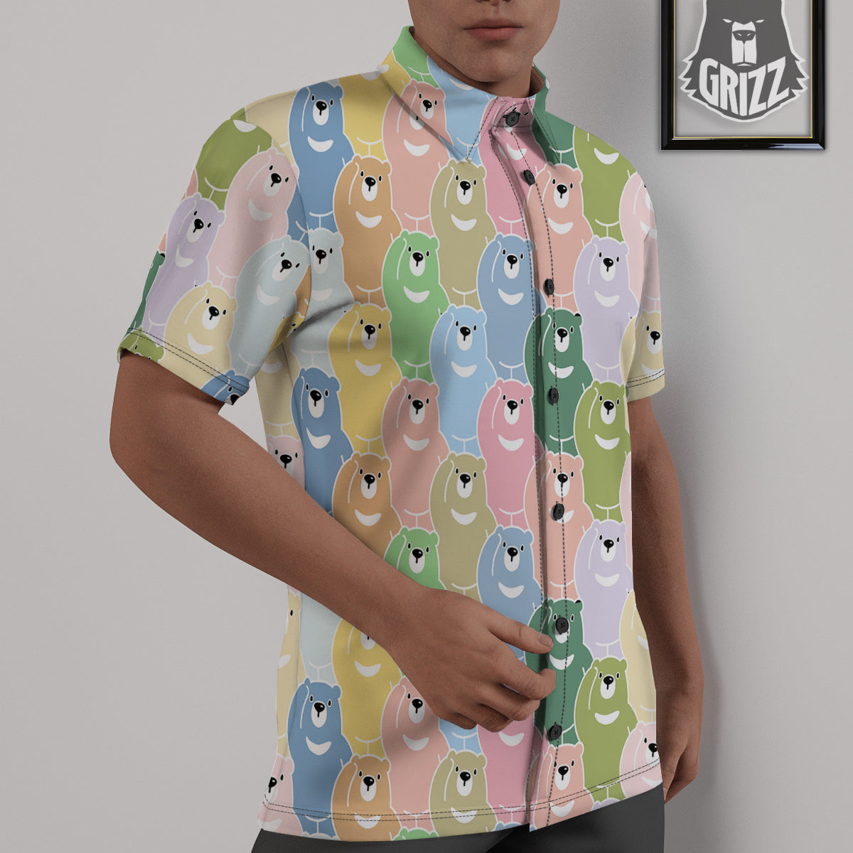 Polar Bear Pastel Print Pattern Untucked Shirts-grizzshop