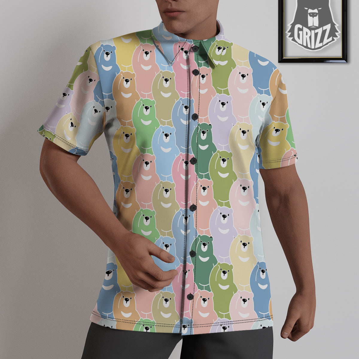 Polar Bear Pastel Print Pattern Untucked Shirts-grizzshop