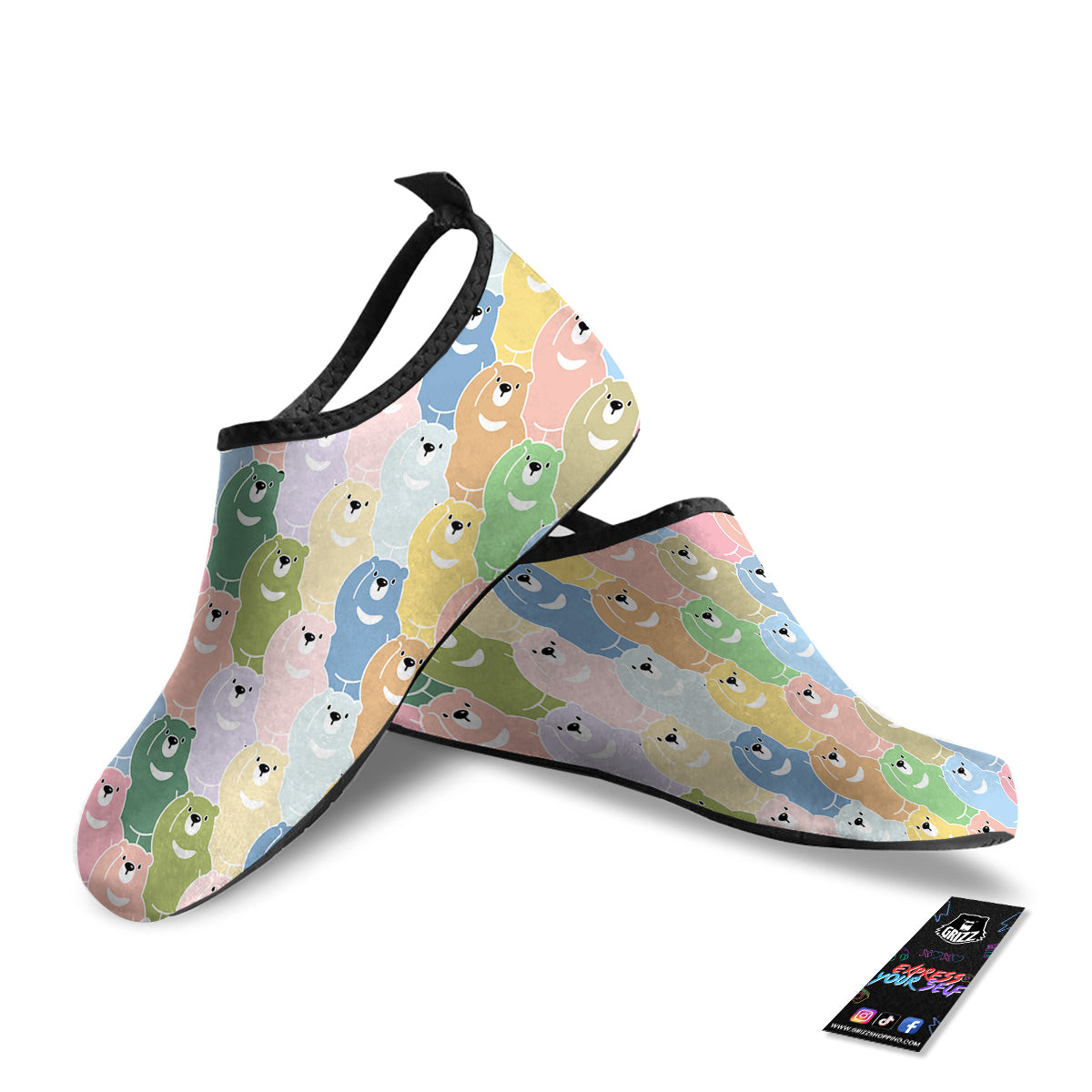 Polar Bear Pastel Print Pattern Water Shoes-grizzshop