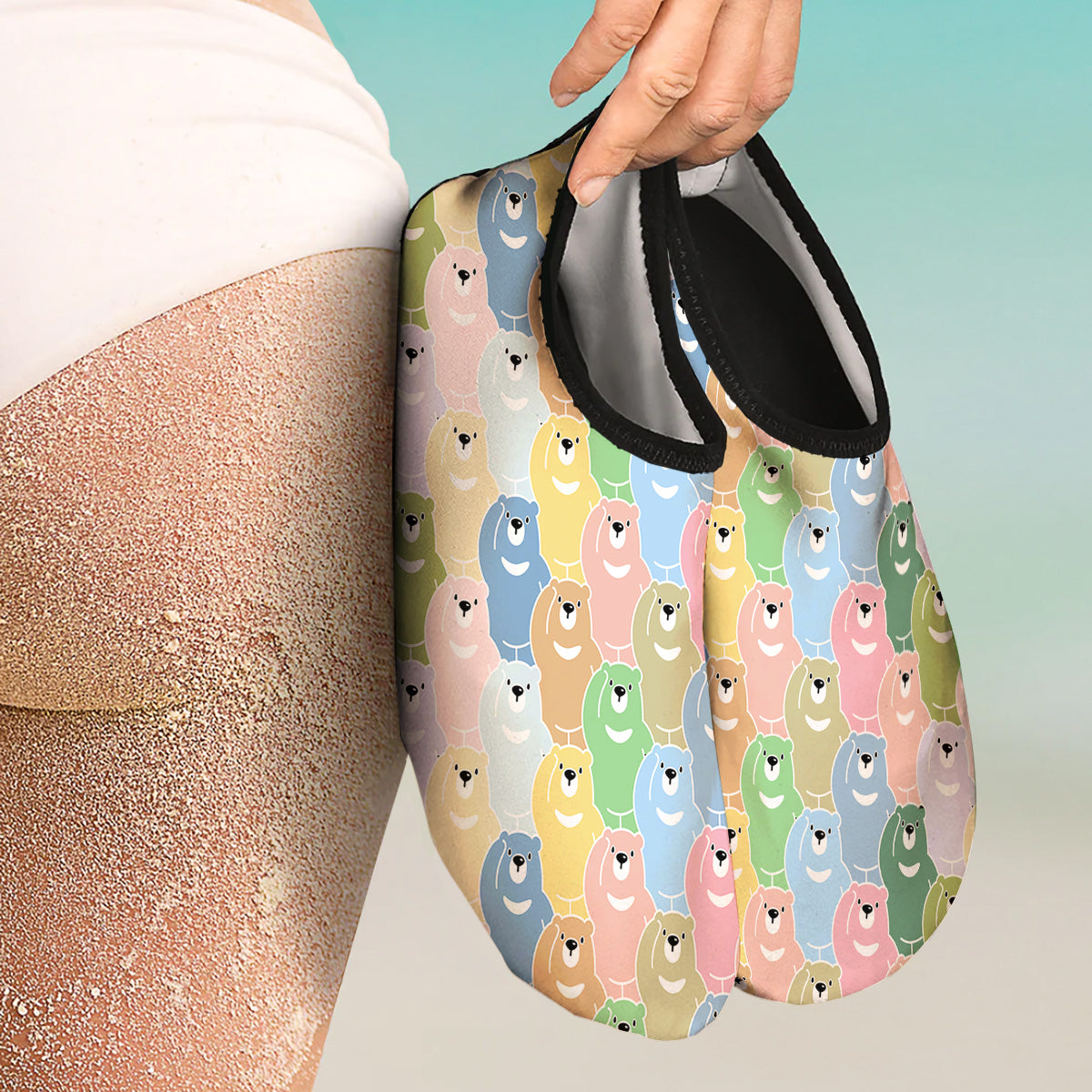 Polar Bear Pastel Print Pattern Water Shoes-grizzshop